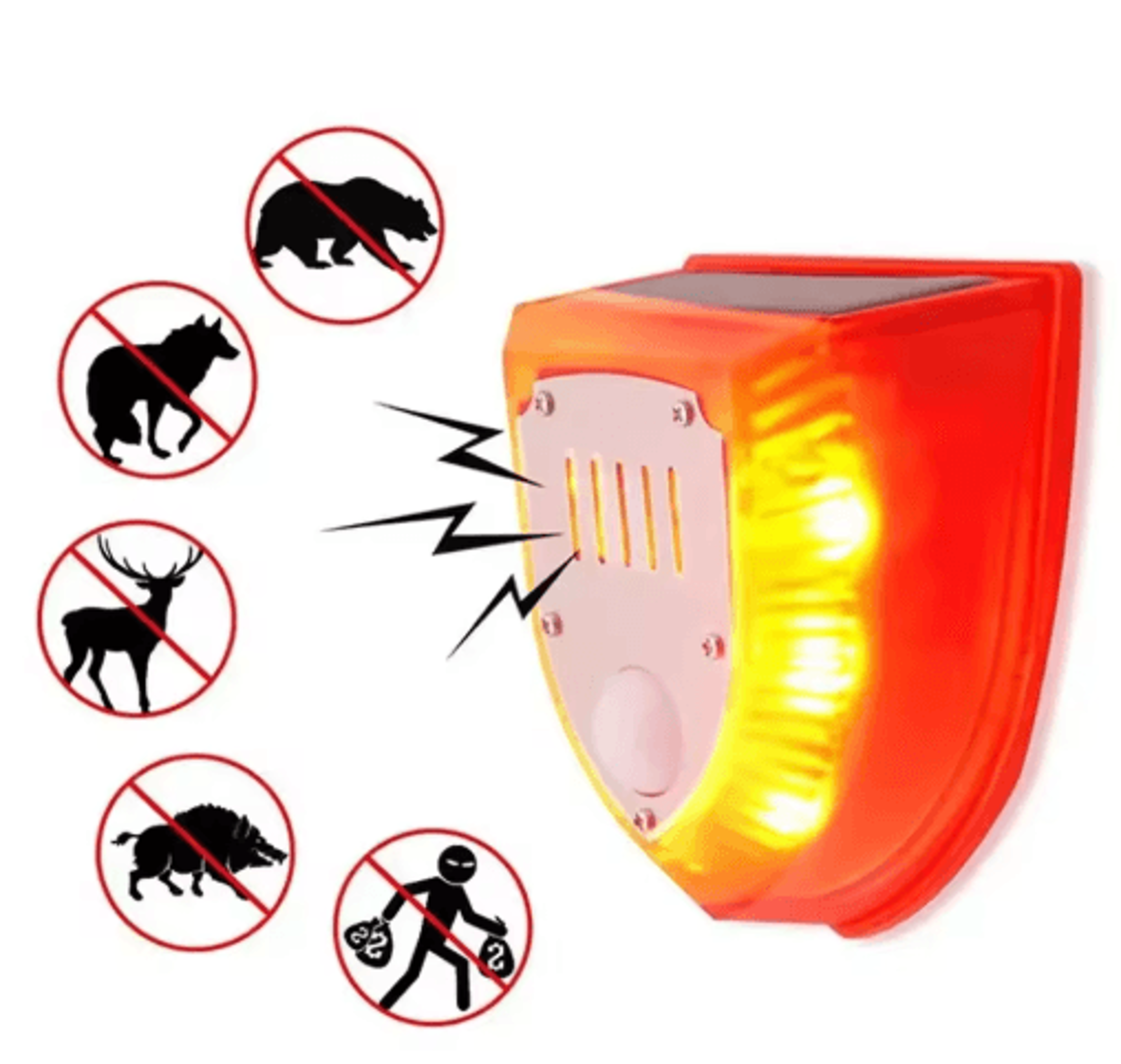 solar motion sensor security siren & animal repeller