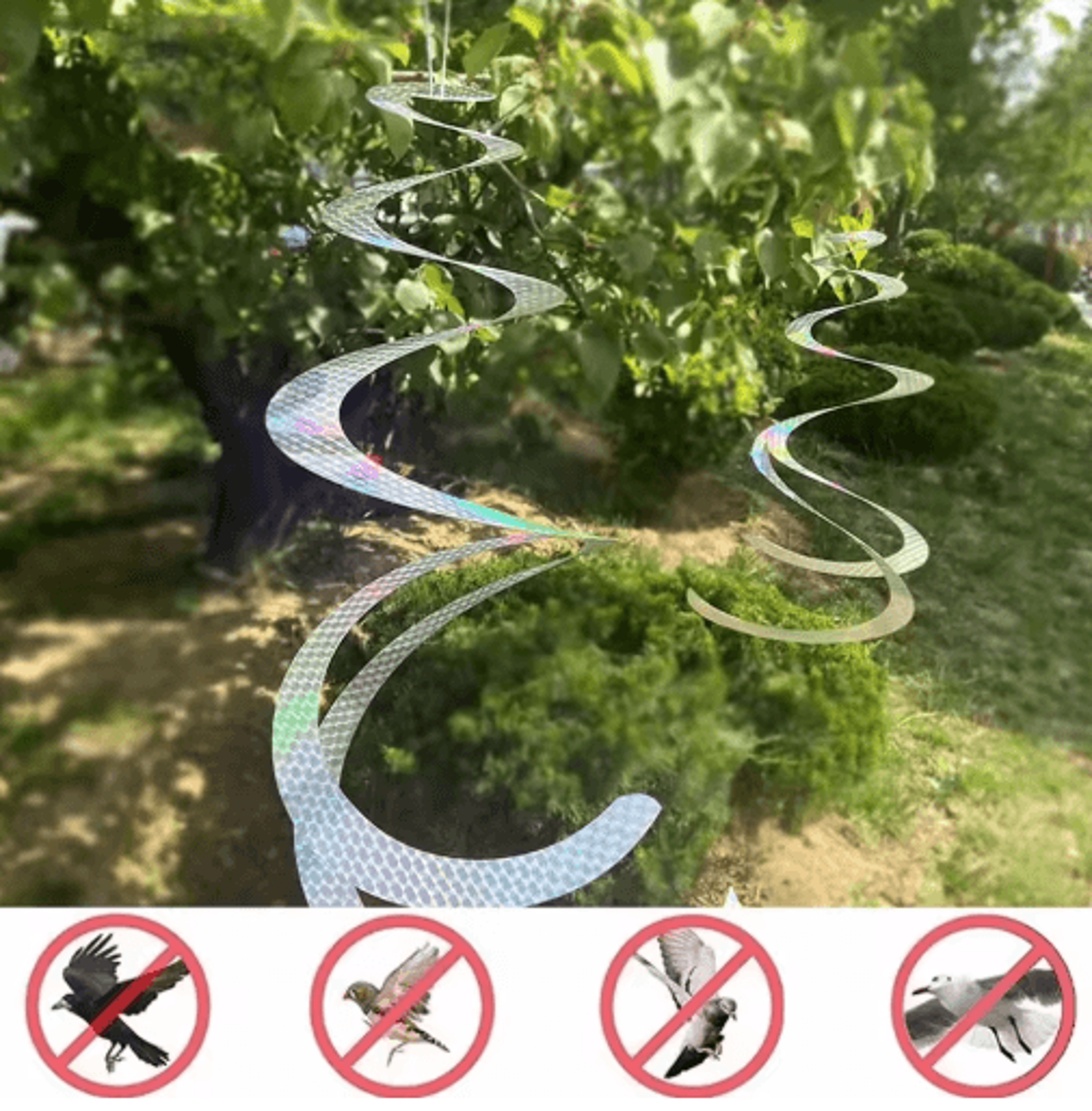 spiral reflective bird scare tape with audible deterrent effect