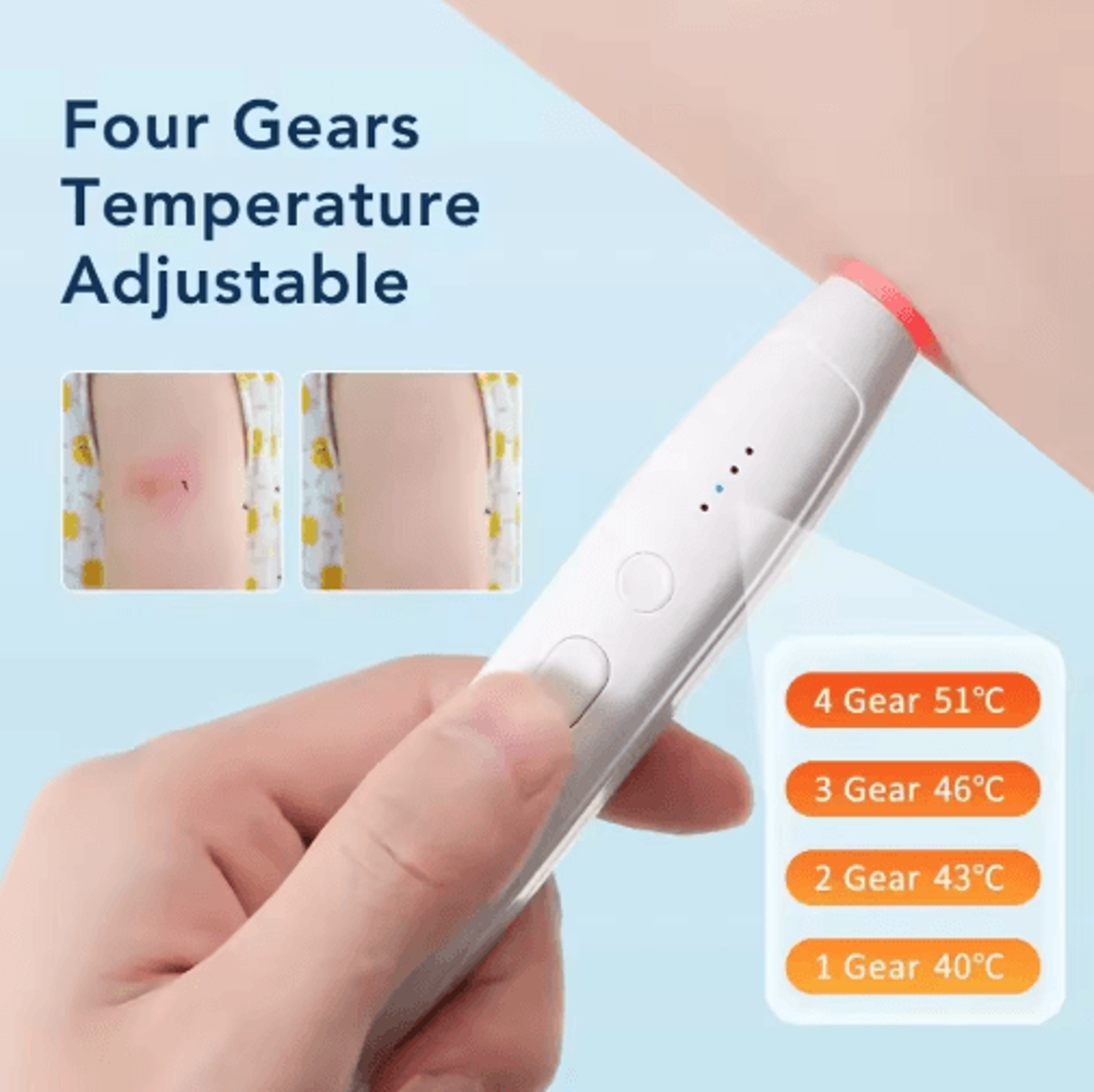 portable heated anti-itch pen for insect bites