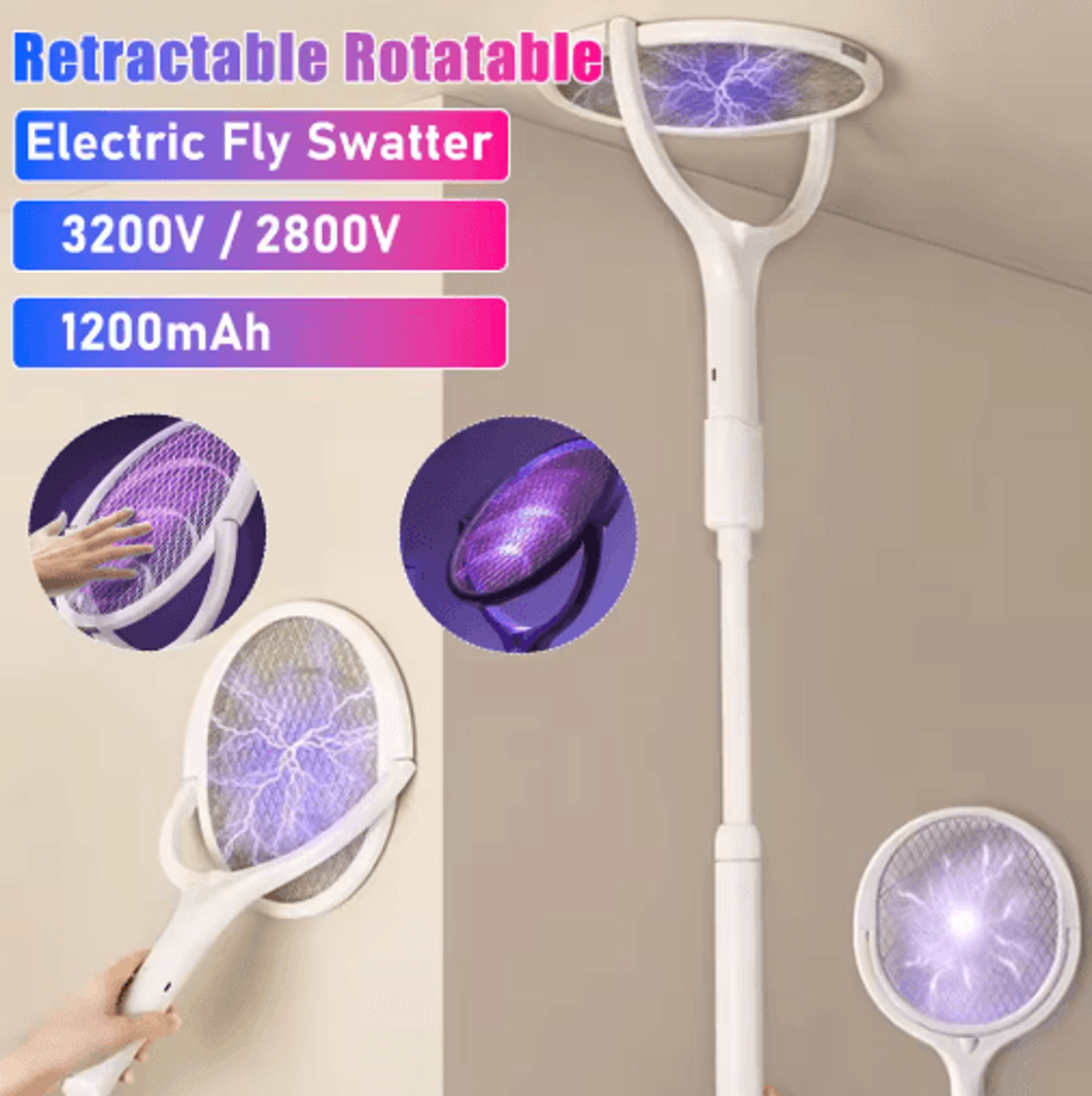 2-in-1 telescopic electric mosquito swatter & killer lamp