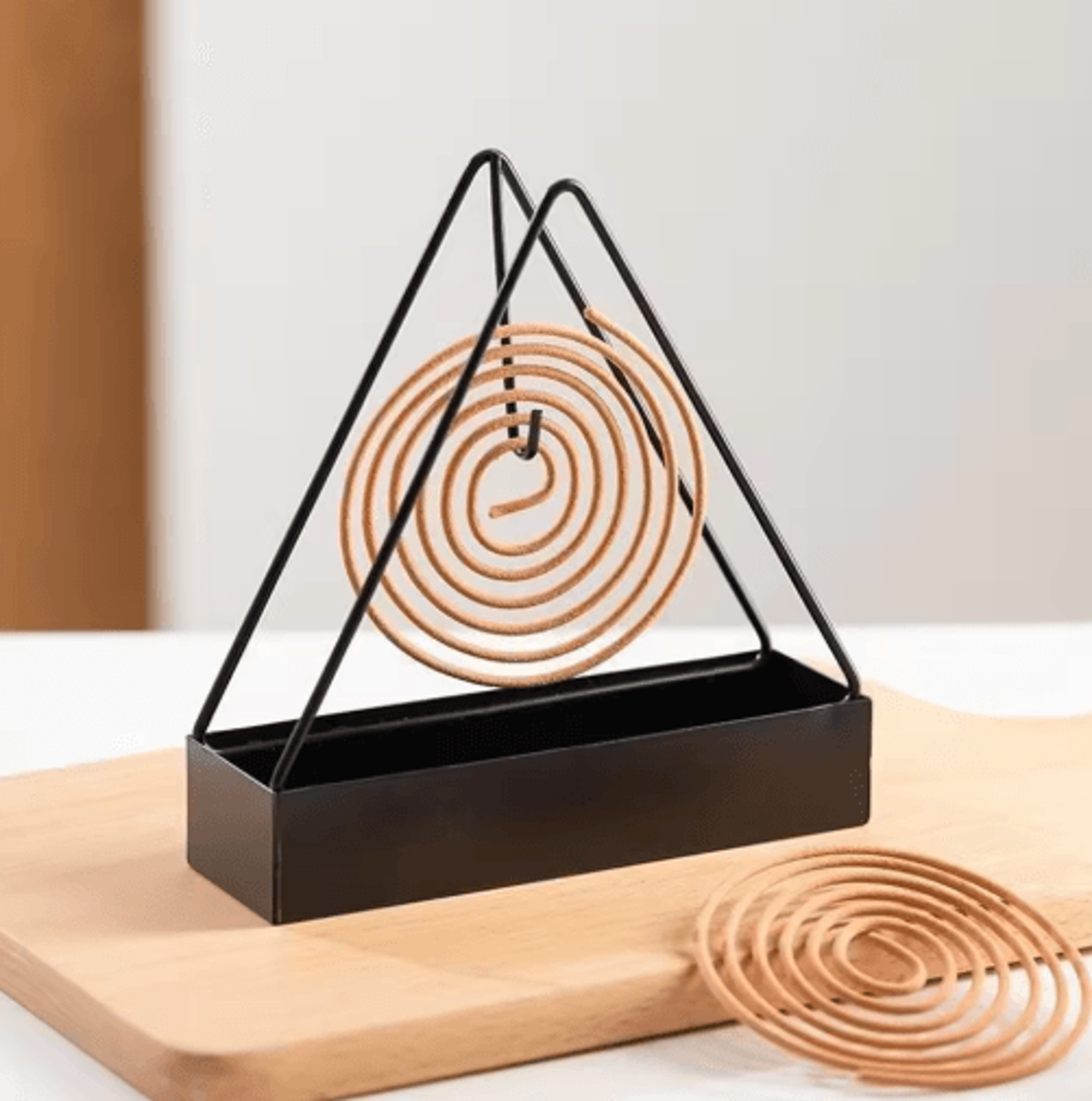triangular wrought iron mosquito coil holder with tray