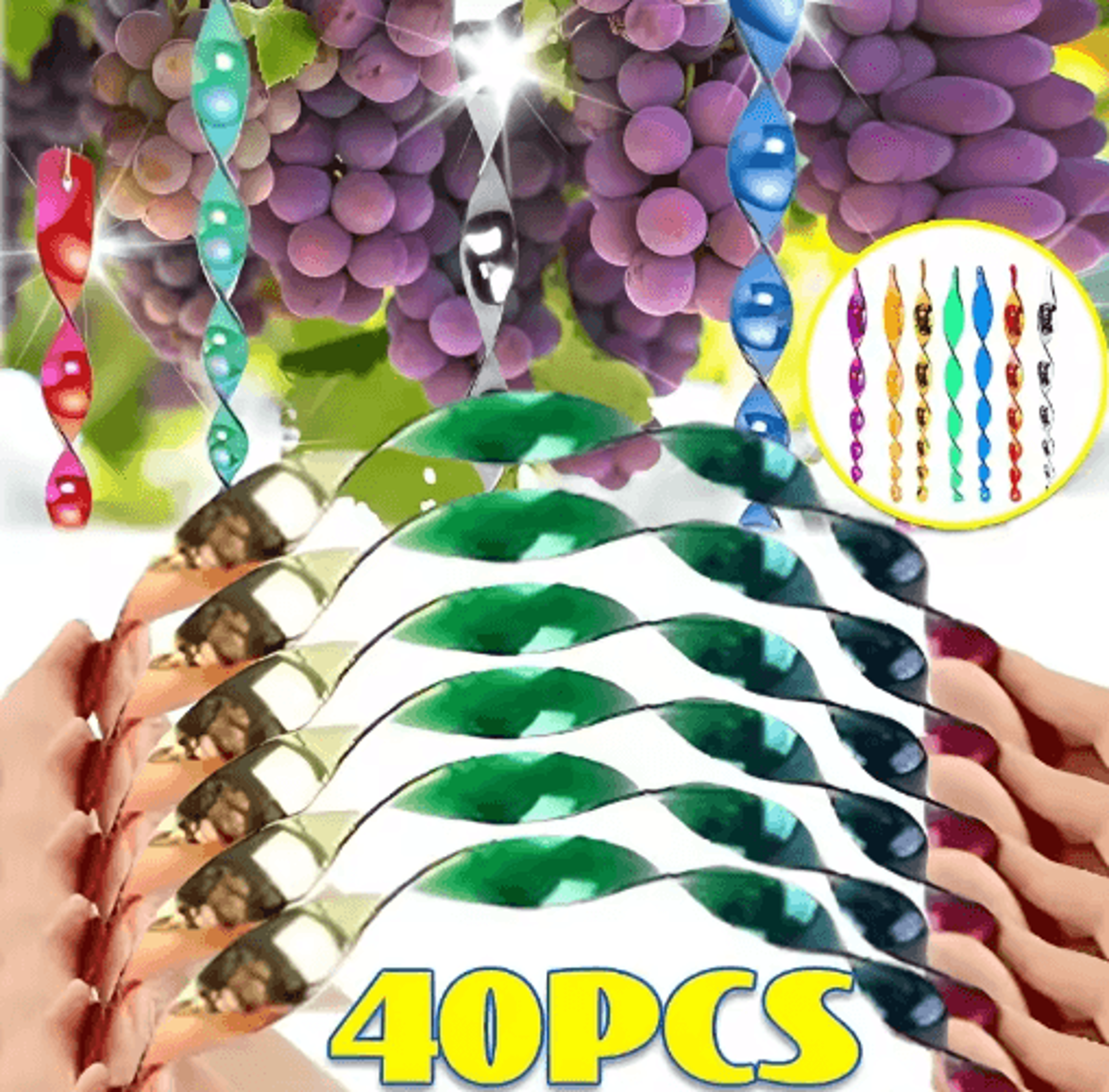 colorful reflective spiral bird deterrent hanging rods