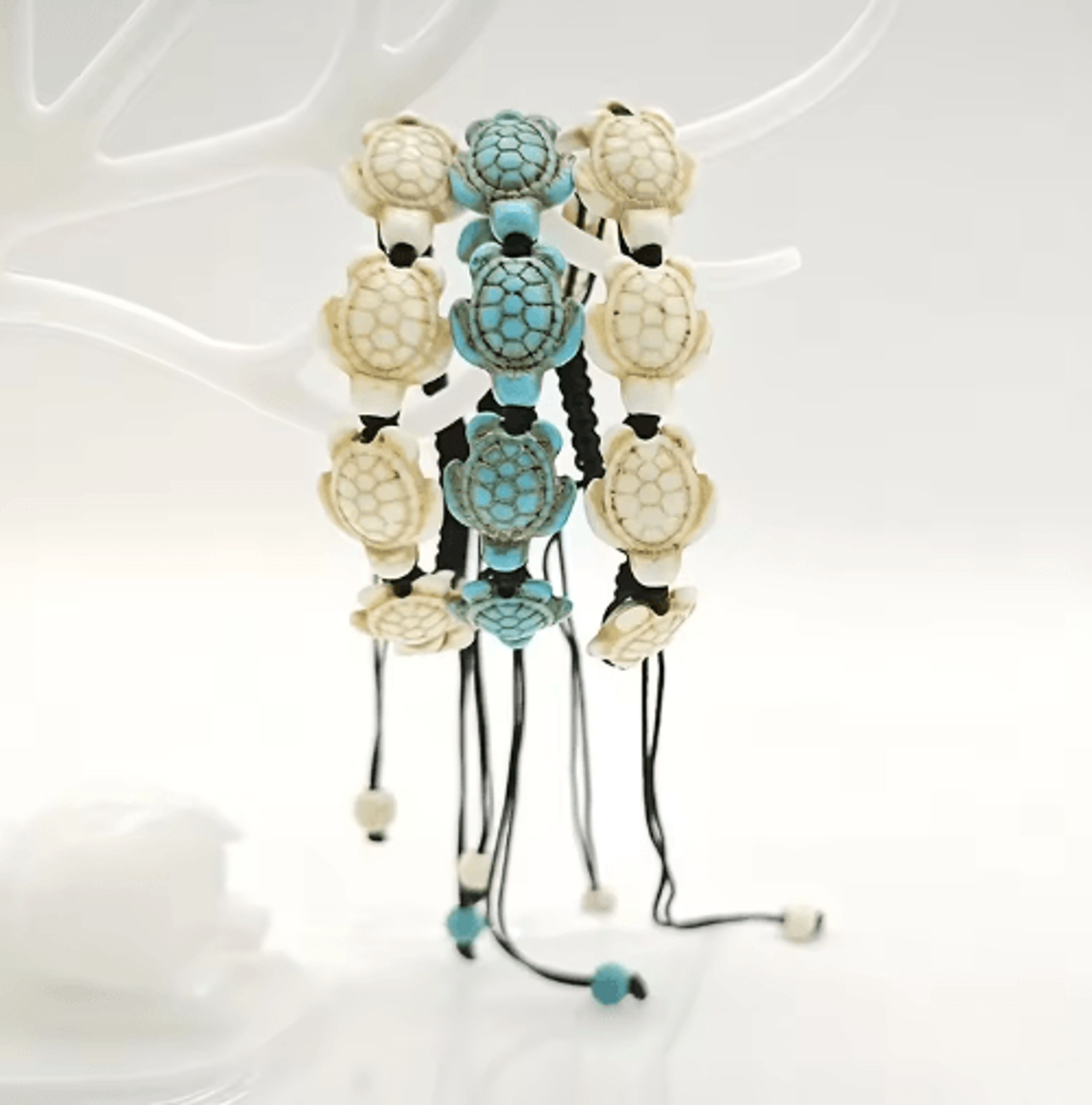 six turtle bohemian turquoise woven bracelet