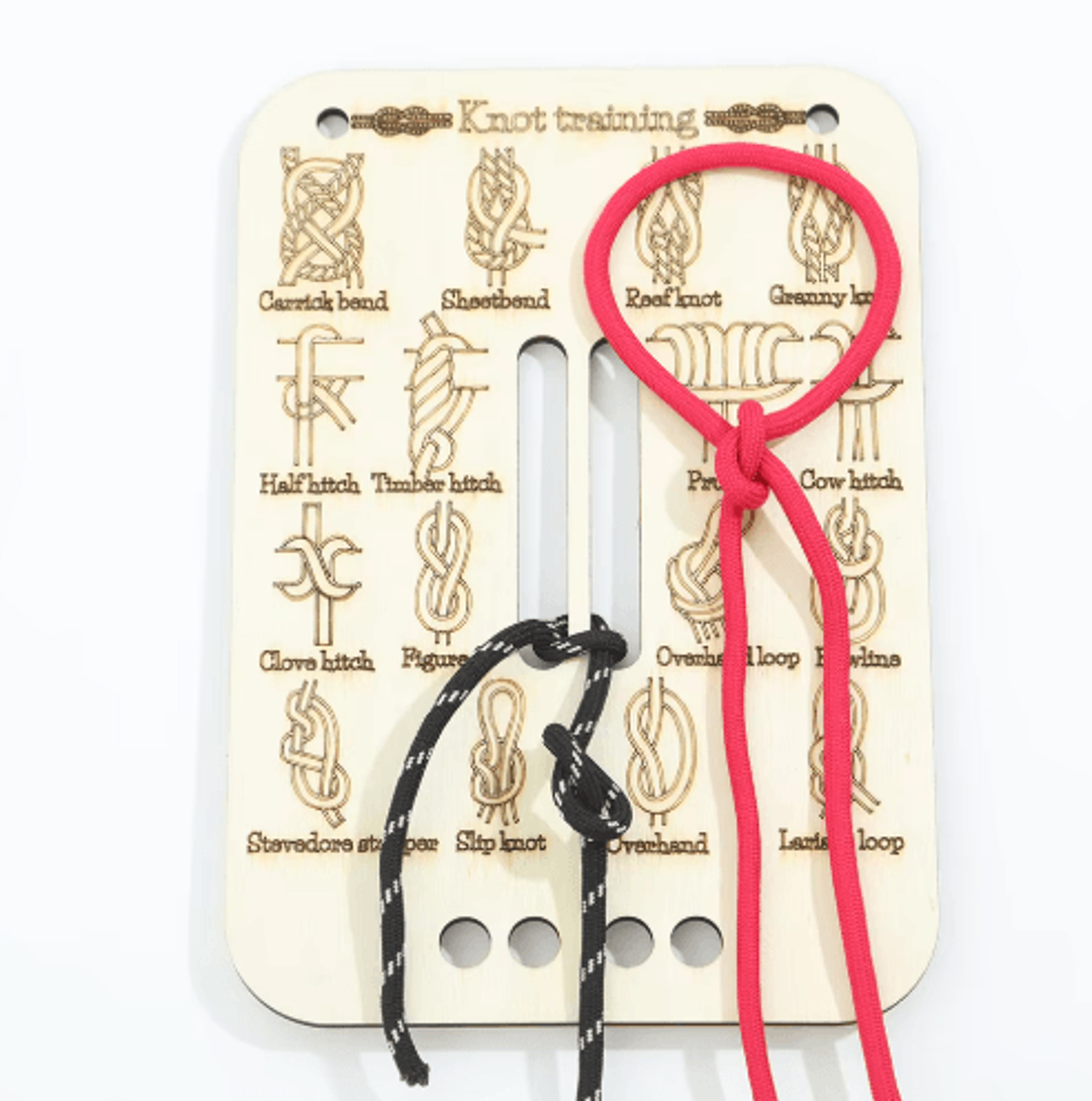 knot tying practice board kit with rope
