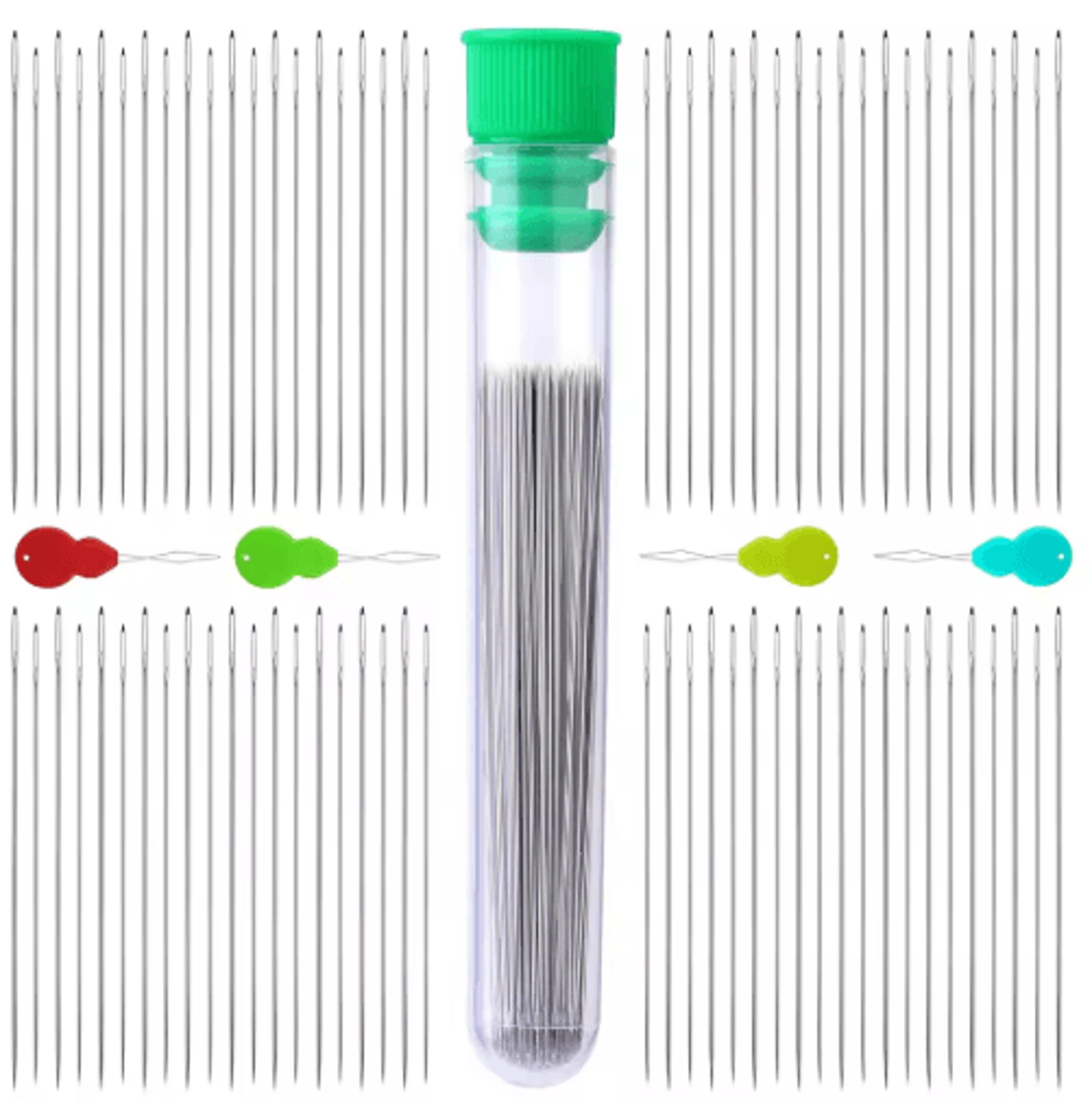50pcs 55mm beading needle set with storage bottle & threaders