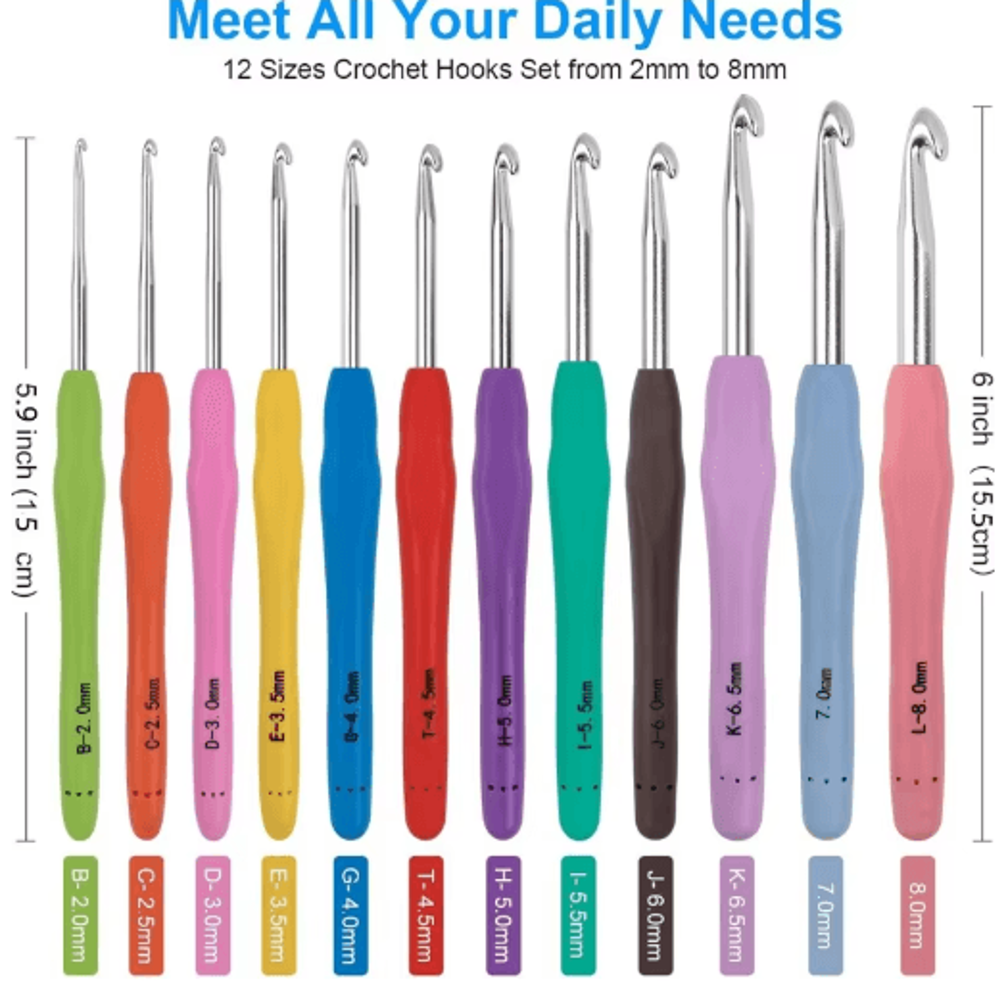 colorful ergonomic crochet hook set for beginners