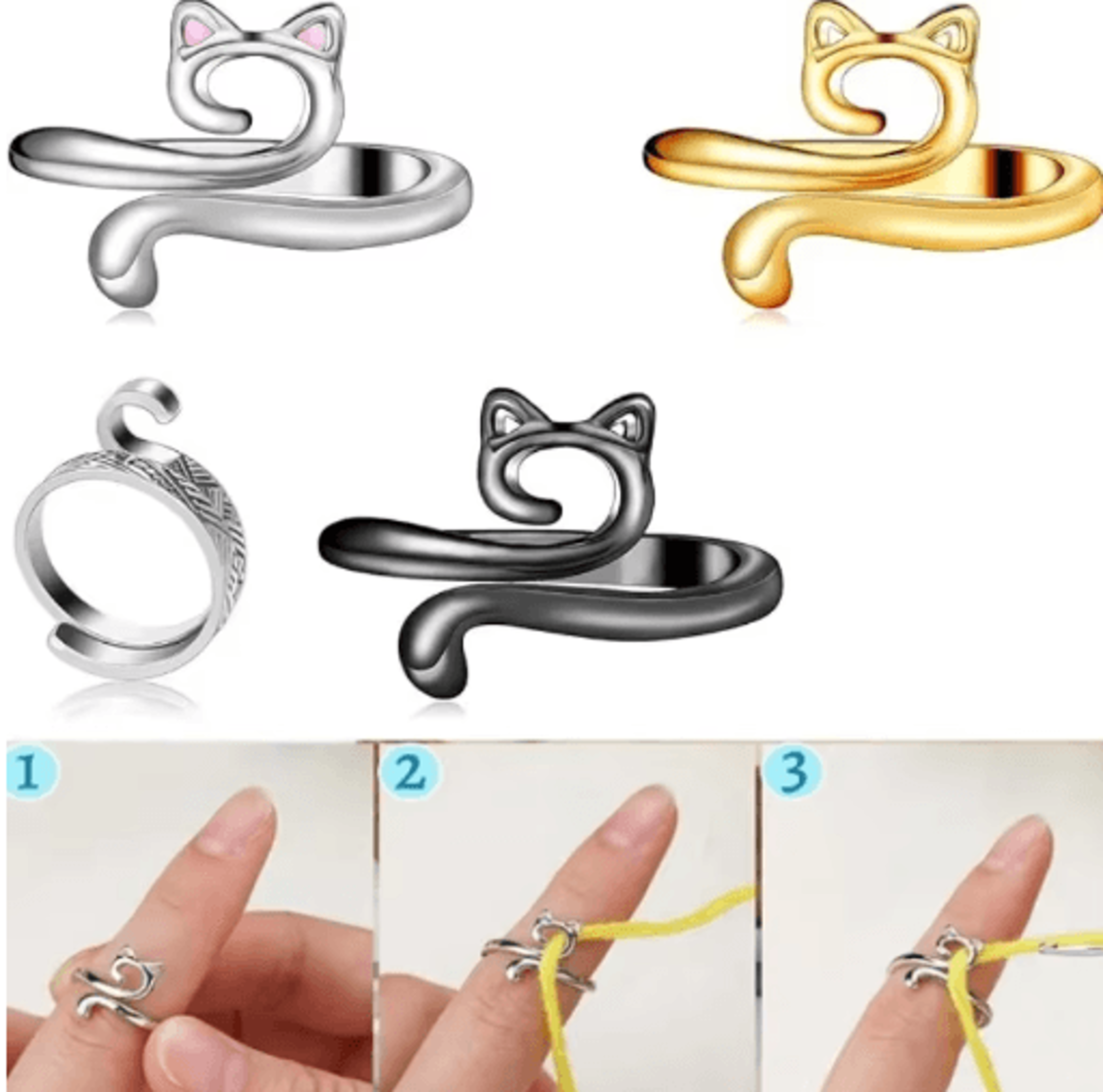 2pcs adjustable knitting & crochet yarn guide ring