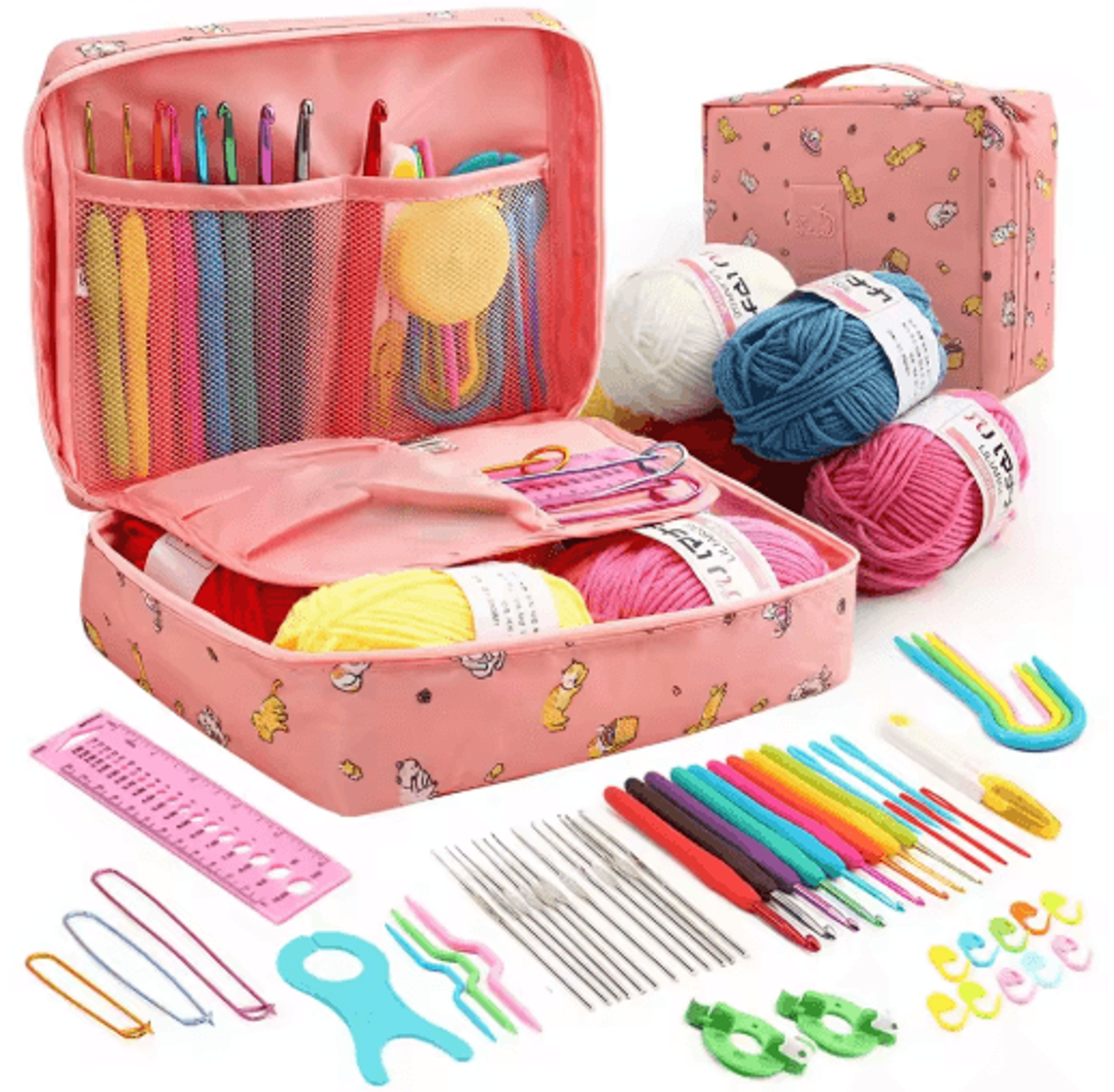 53pcs beginner crochet kit with portable storage case