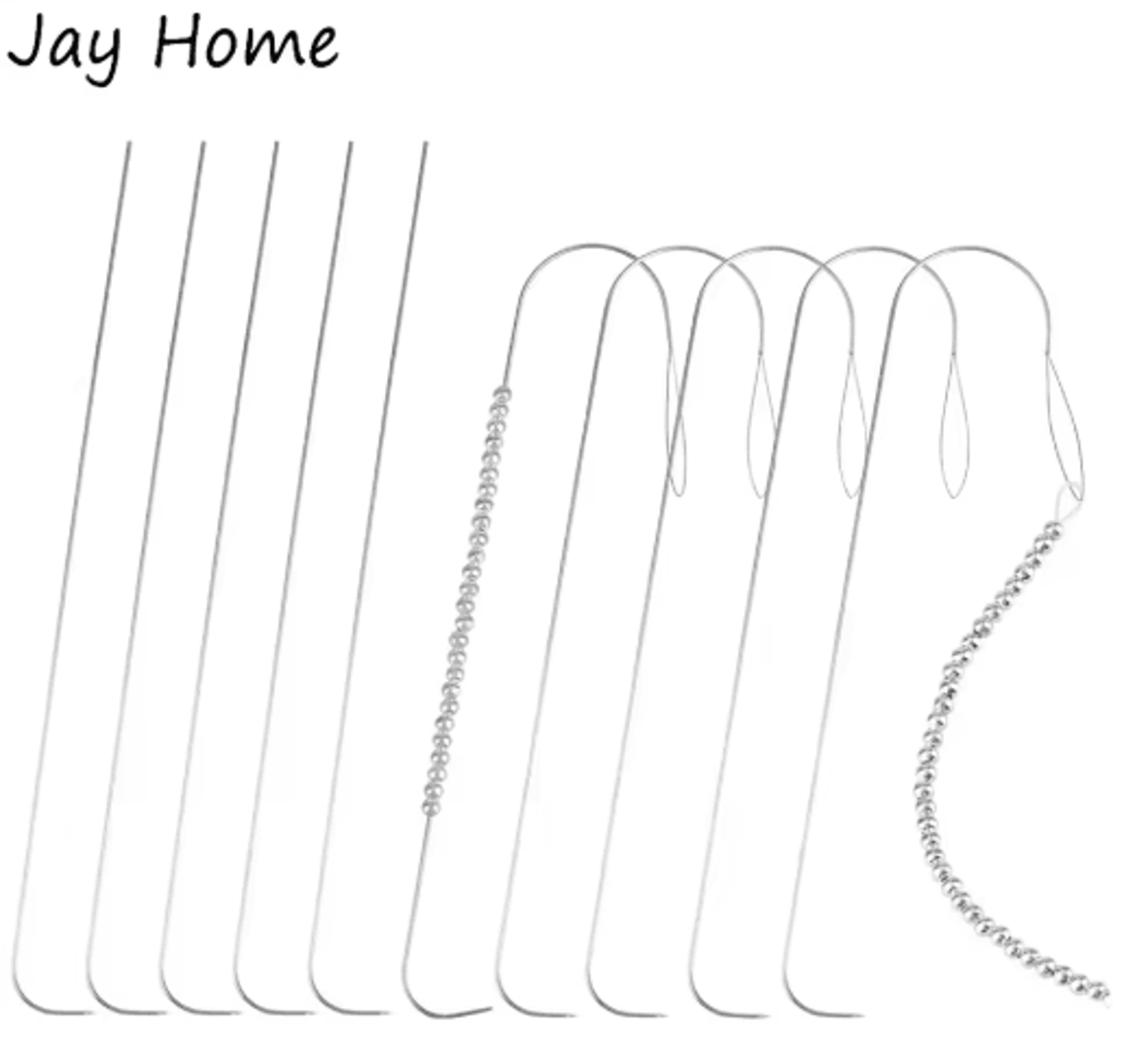 5pcs curved stainless steel beading needle set