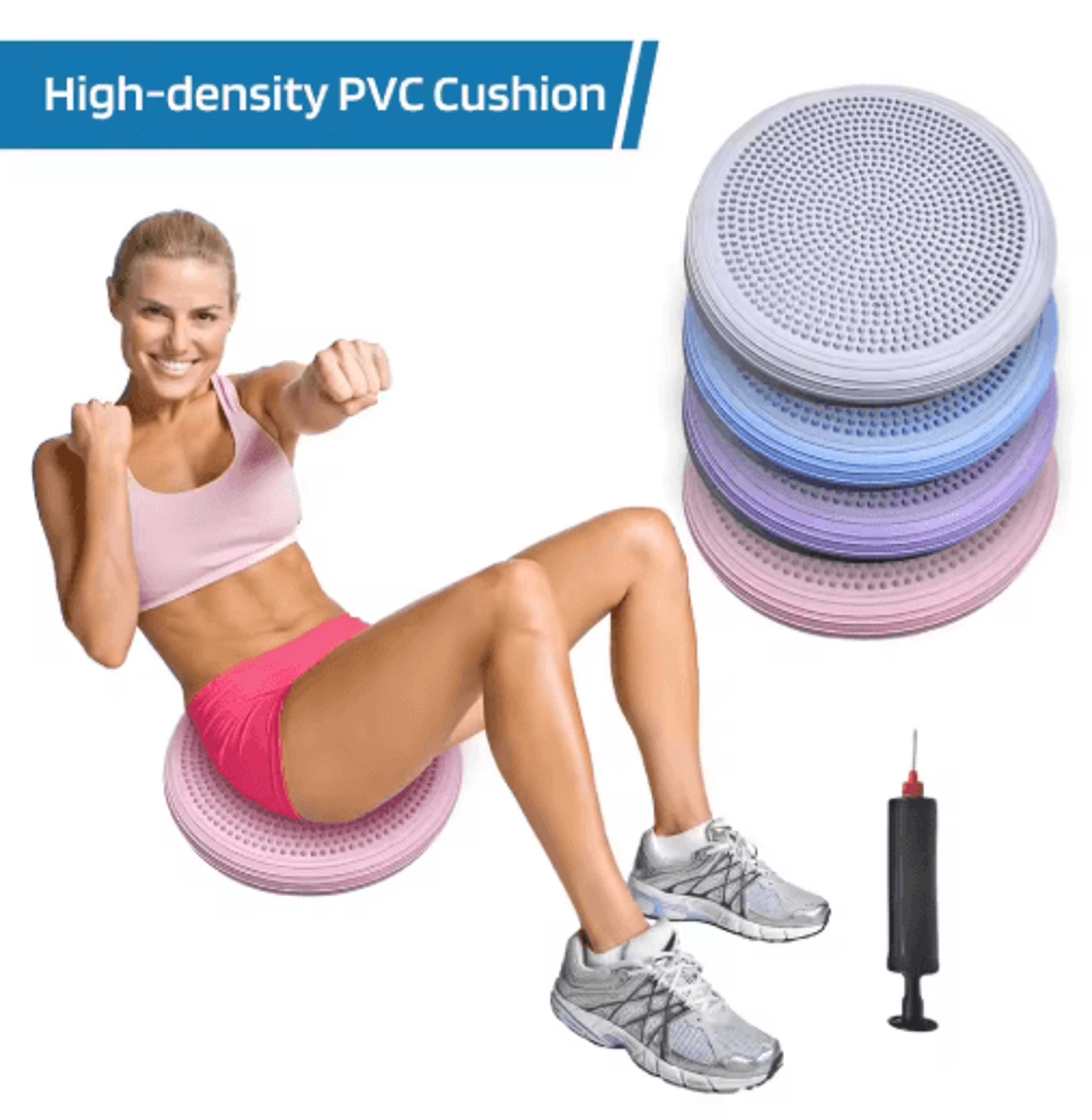 inflatable pvc wobble balance cushion with air pump