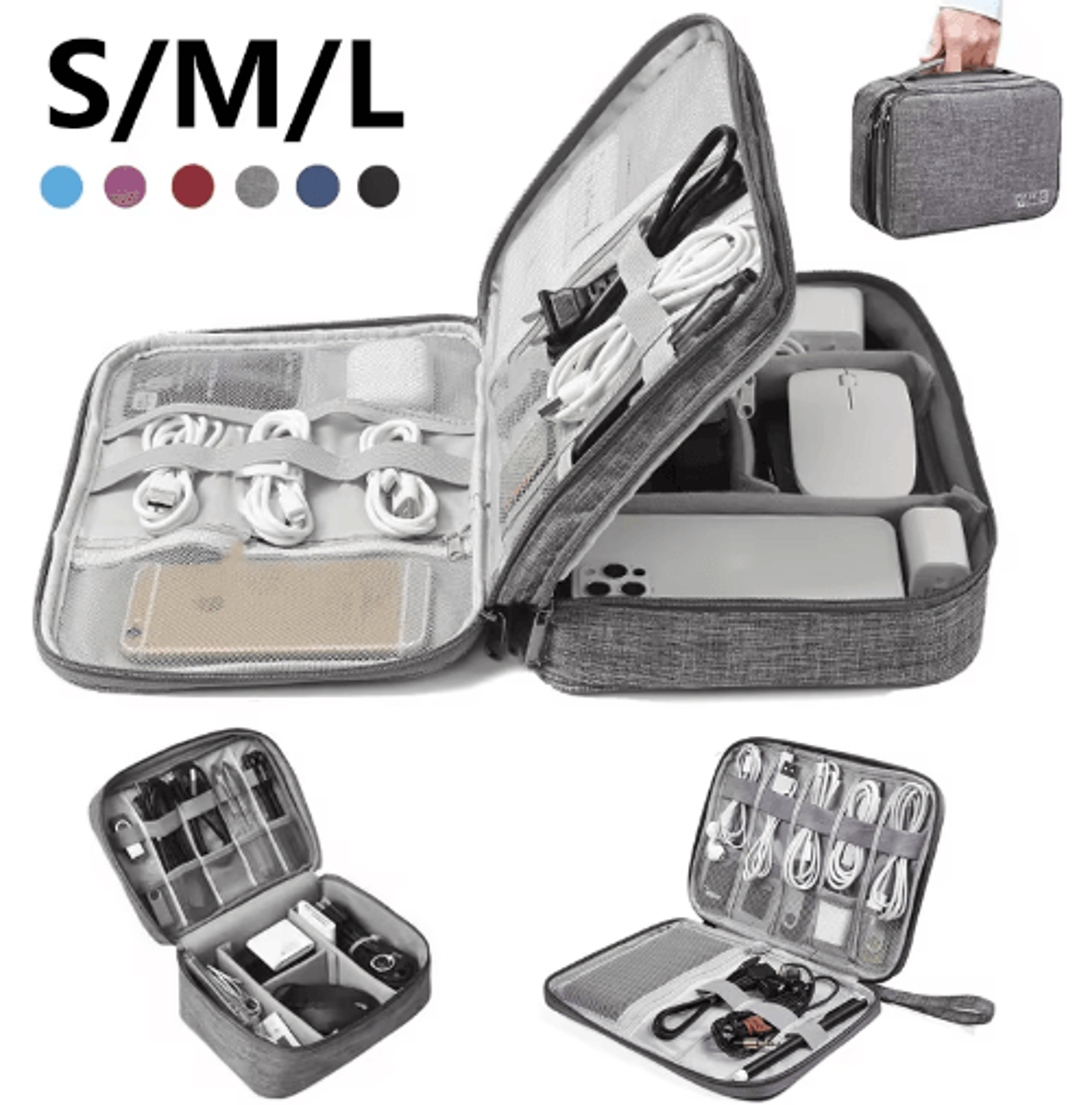 waterproof travel cable and electronics organizer case