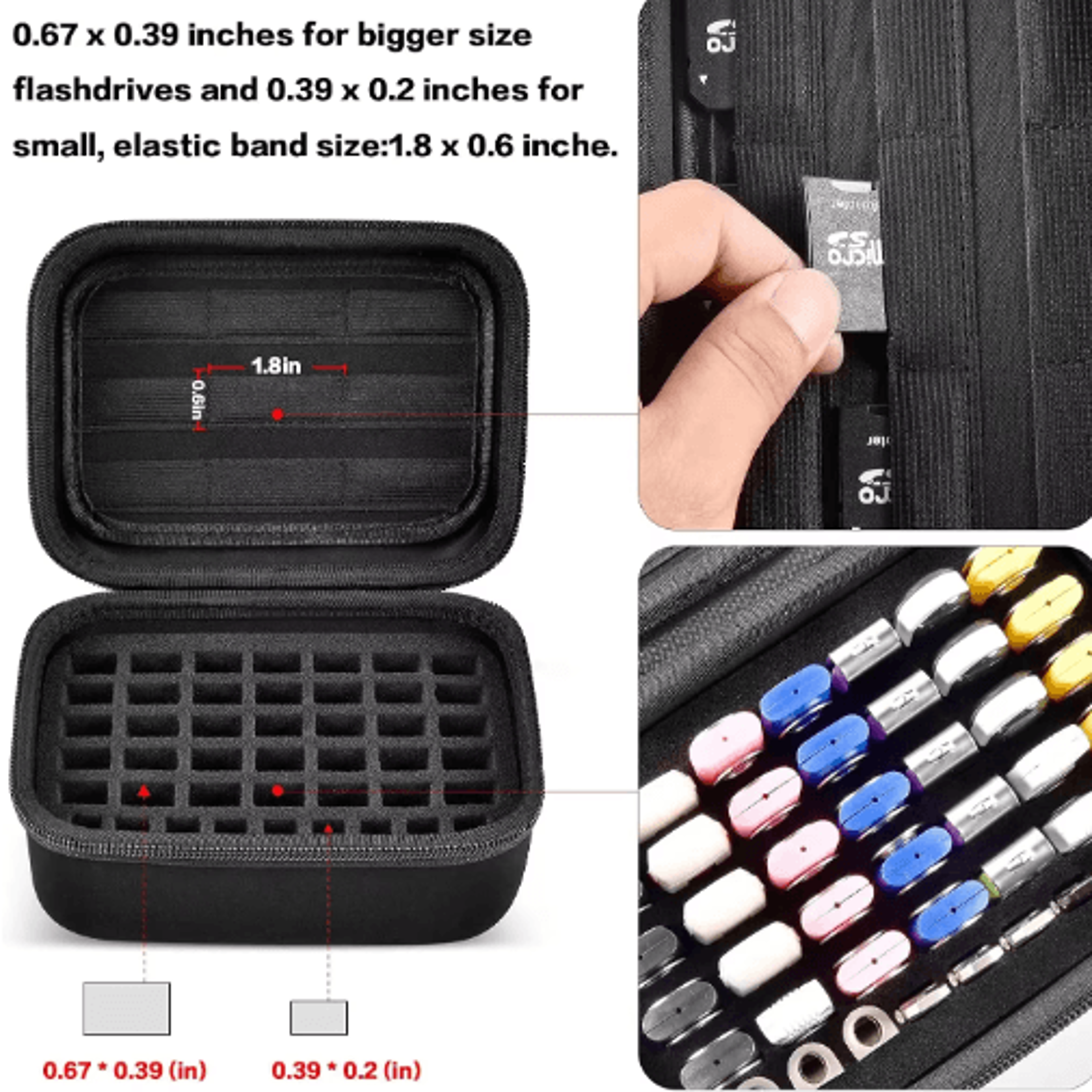 44-slot usb flash drive & sd card storage case