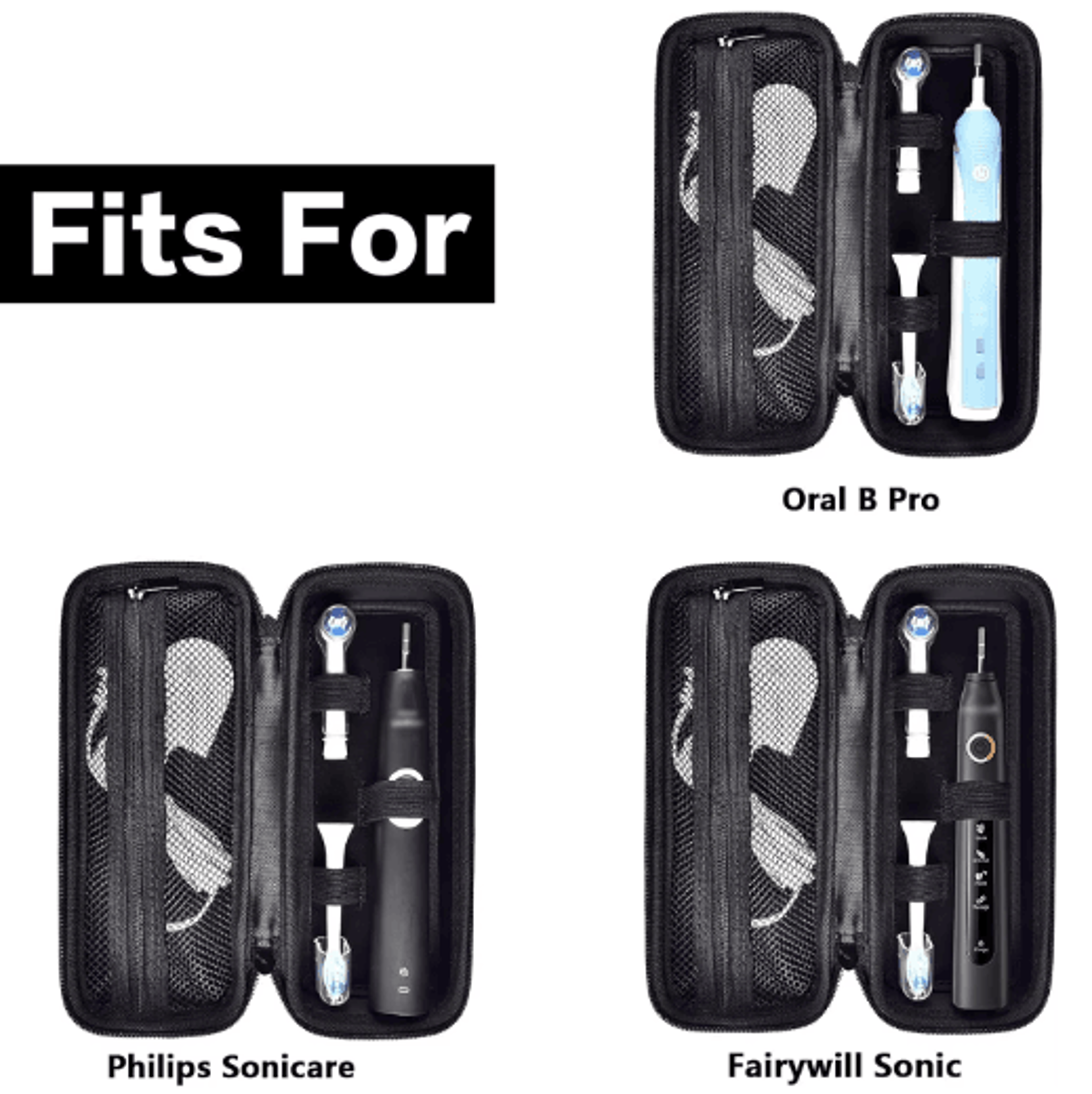 protective travel case for oral-b & philips sonicare electric toothbrushes