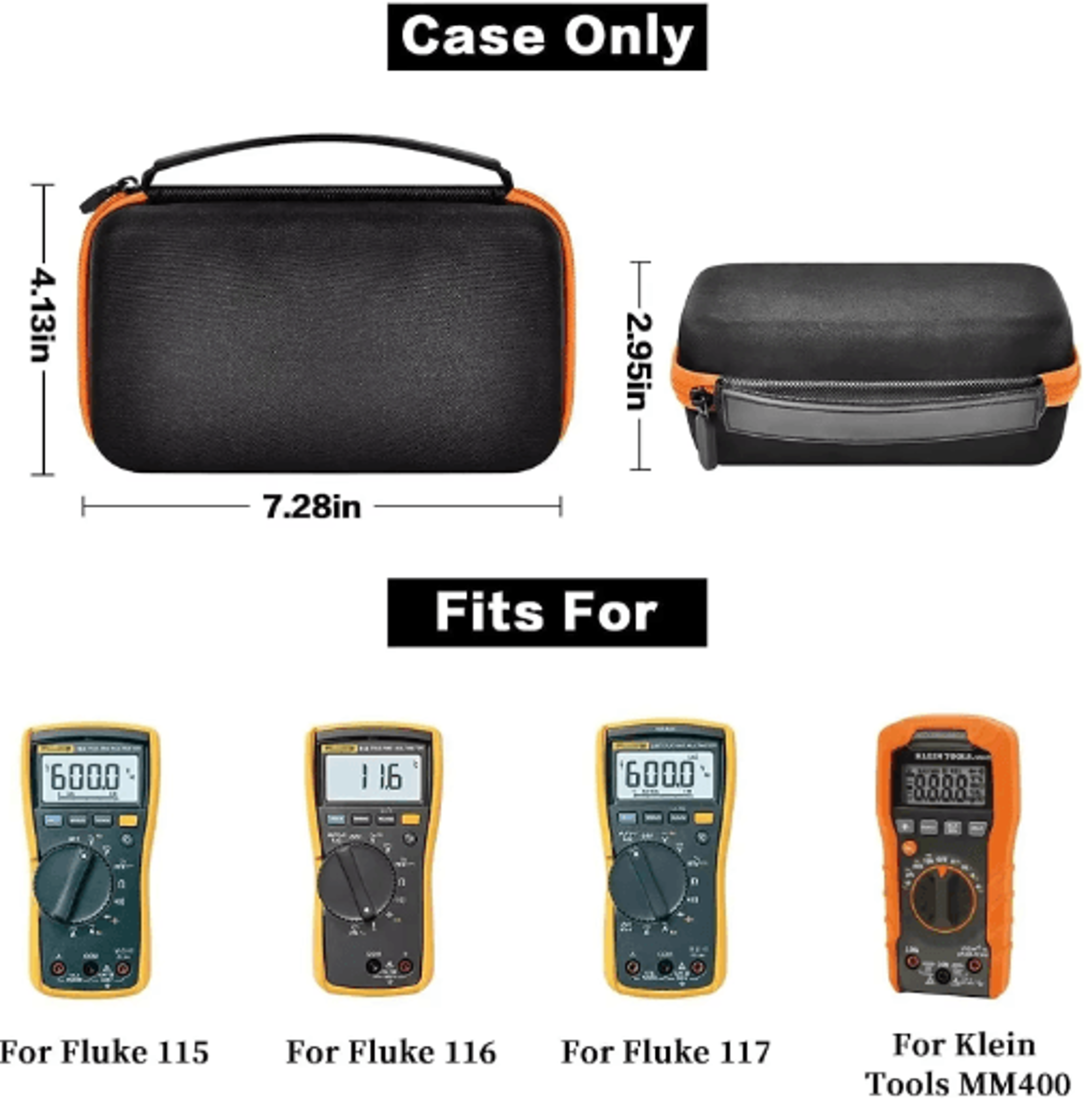 hard carrying case for klein tools & fluke digital multimeters