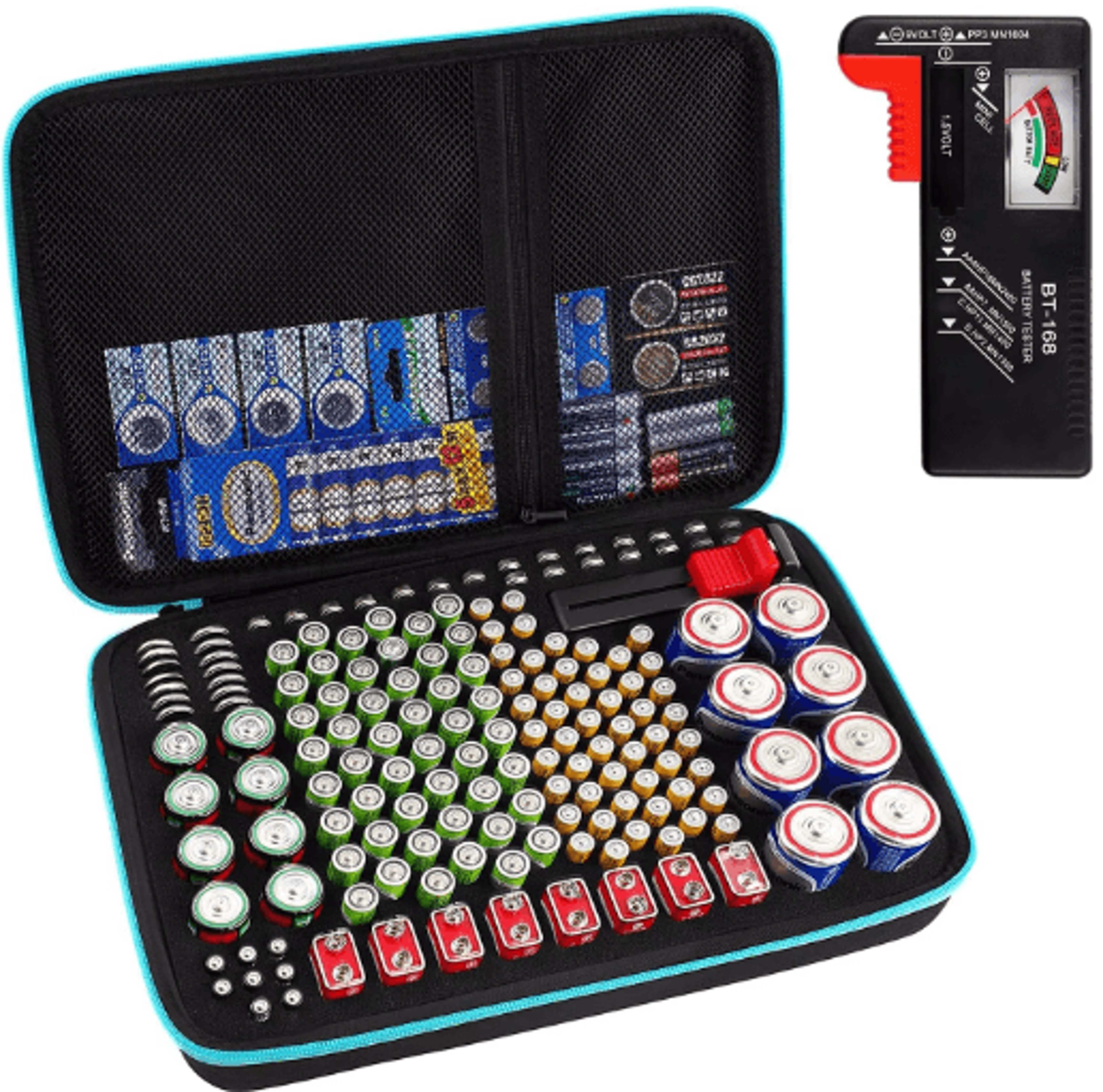 220 battery organizer storage case with tester