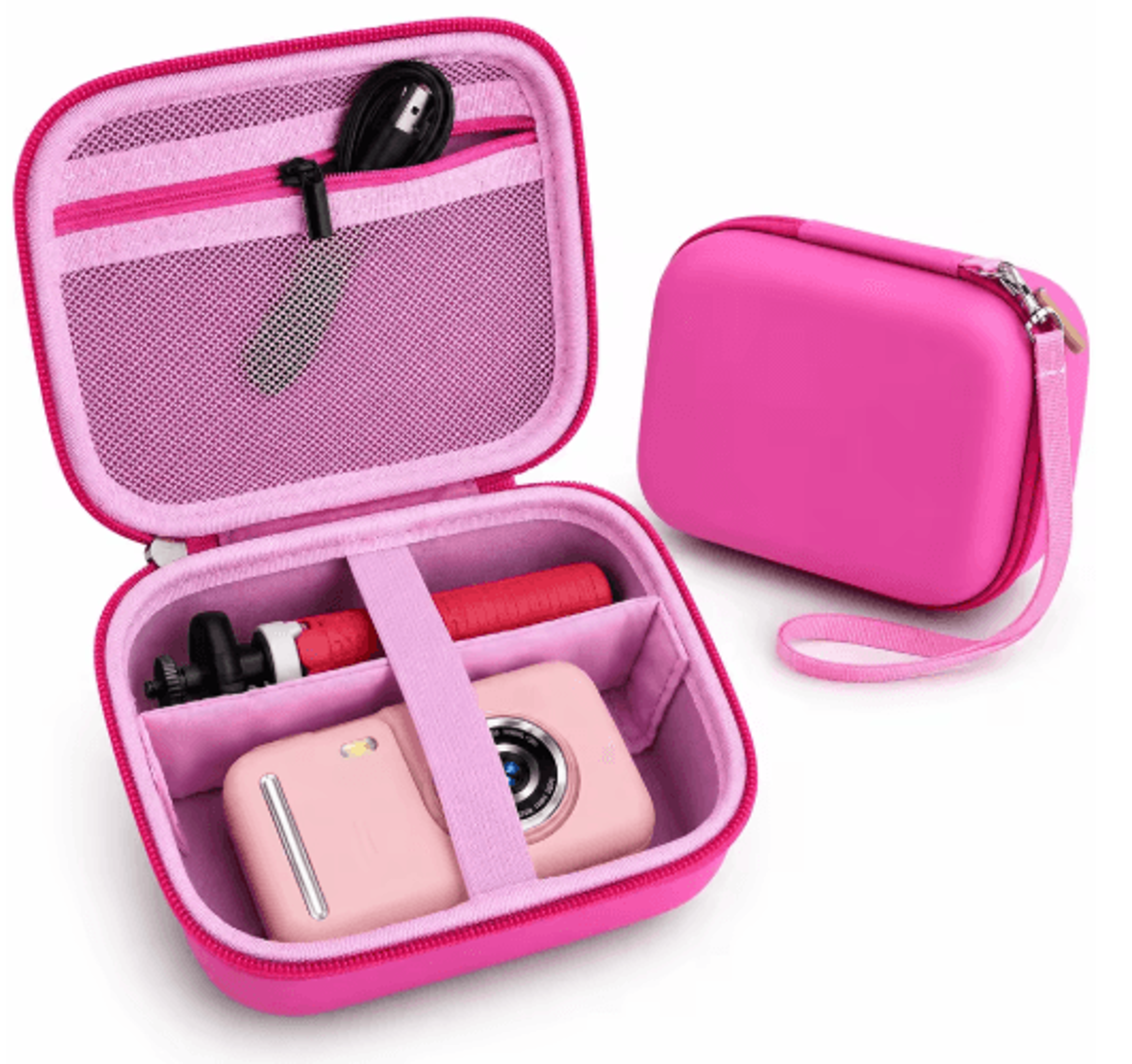 pink hard eva kids camera travel case