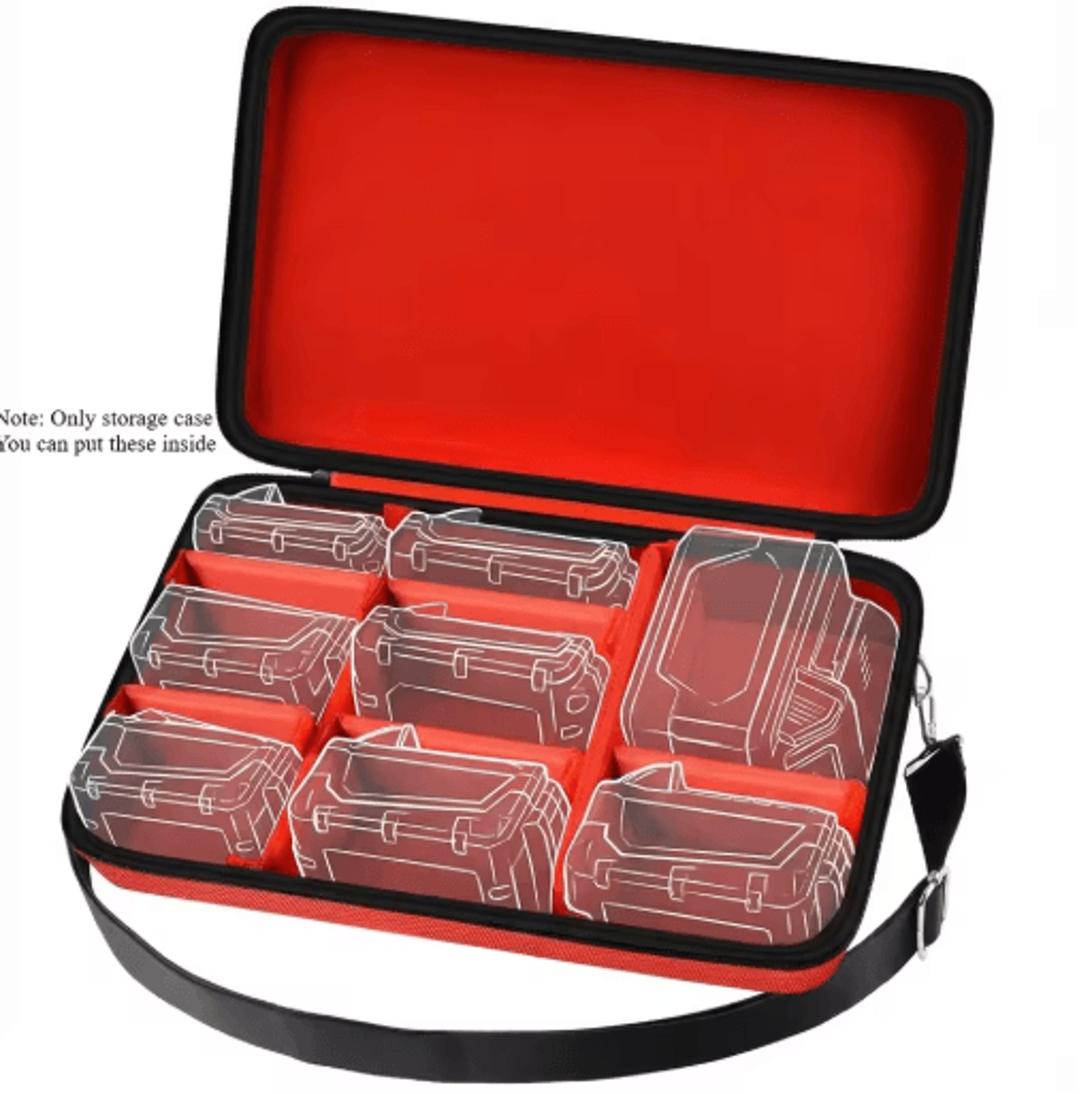 extra-large power tool battery & charger carrying case