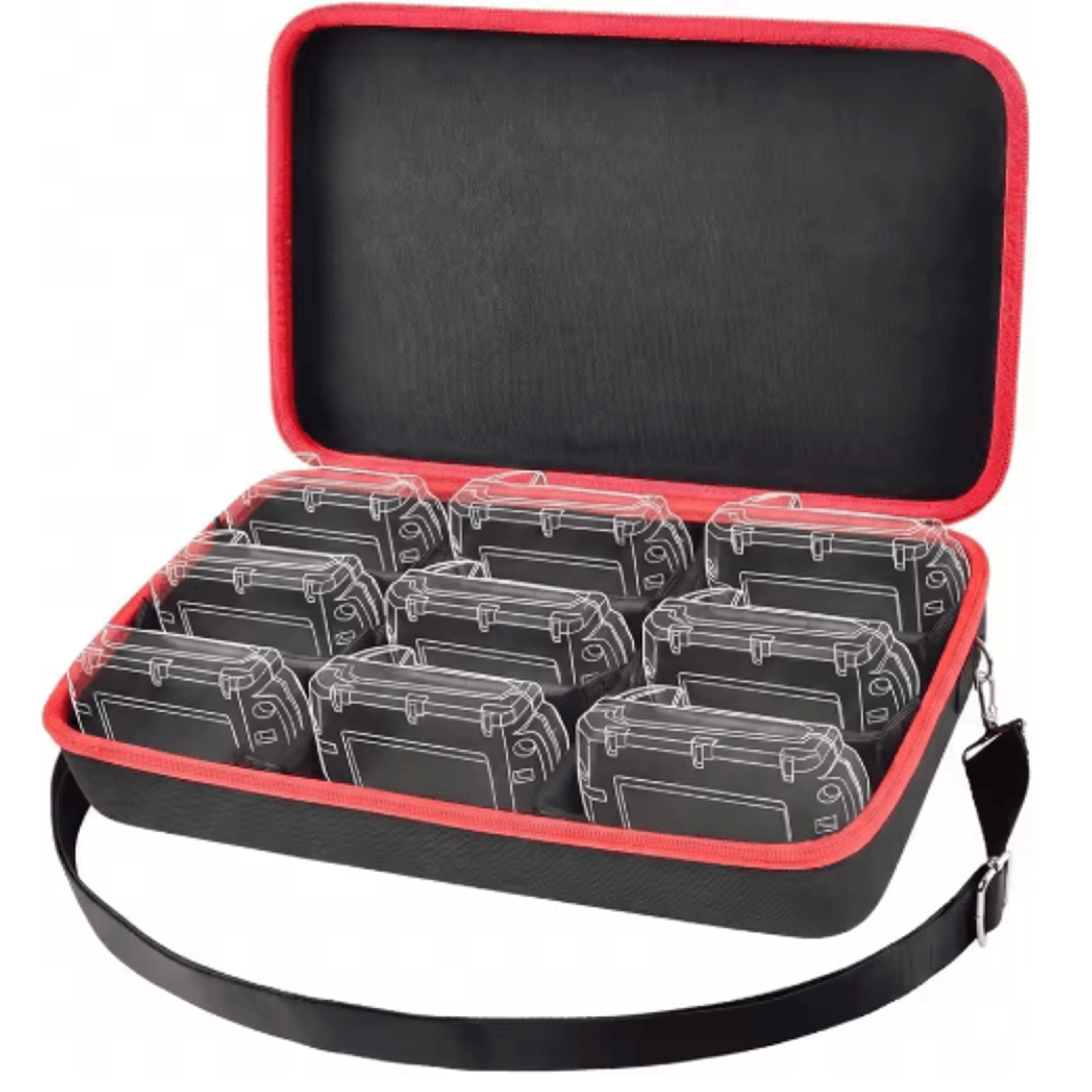extra-large power tool battery and charger carrying case