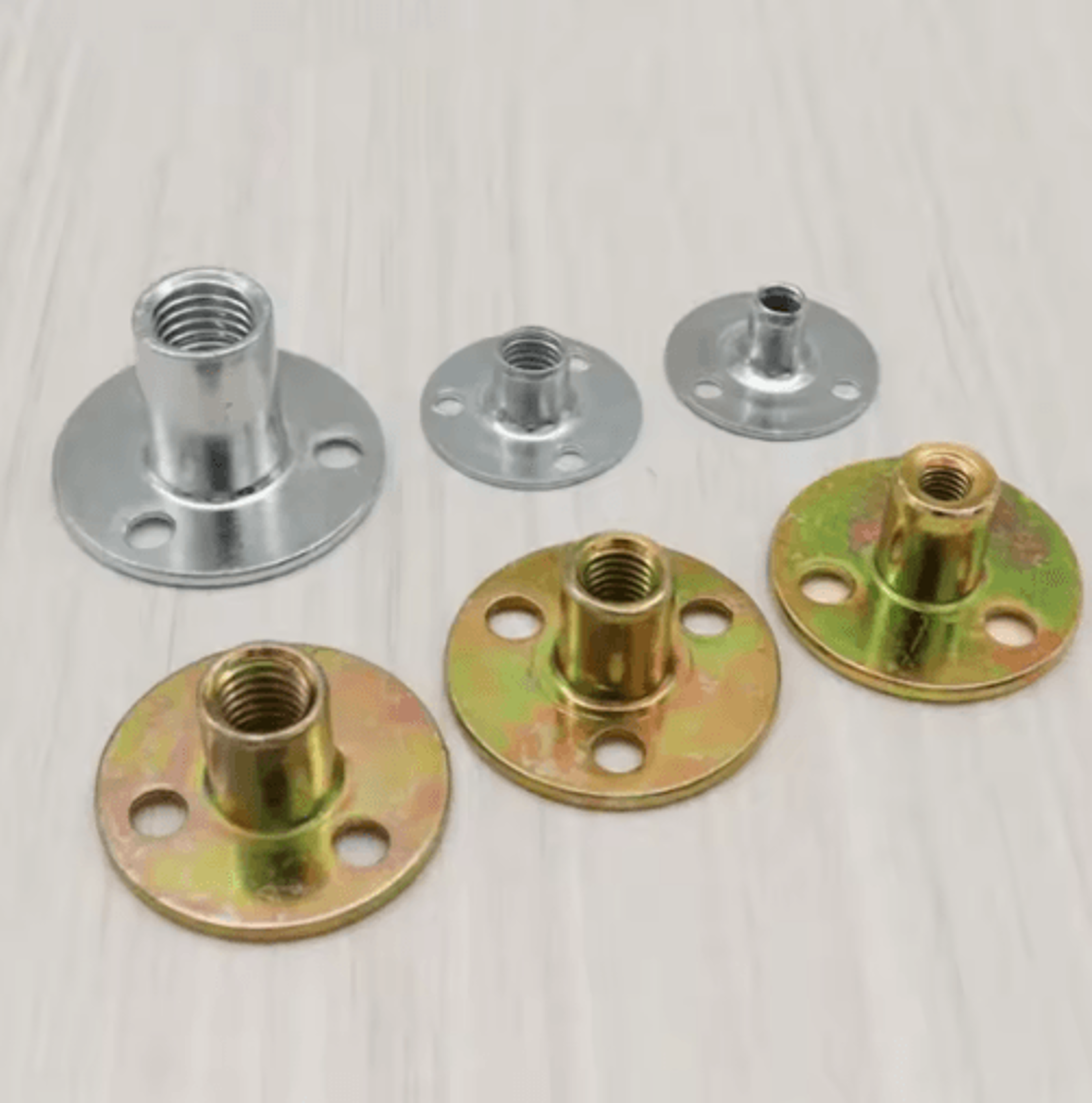 5pcs three-hole locking flange nuts – m6 m8 m10 metal furniture fasteners