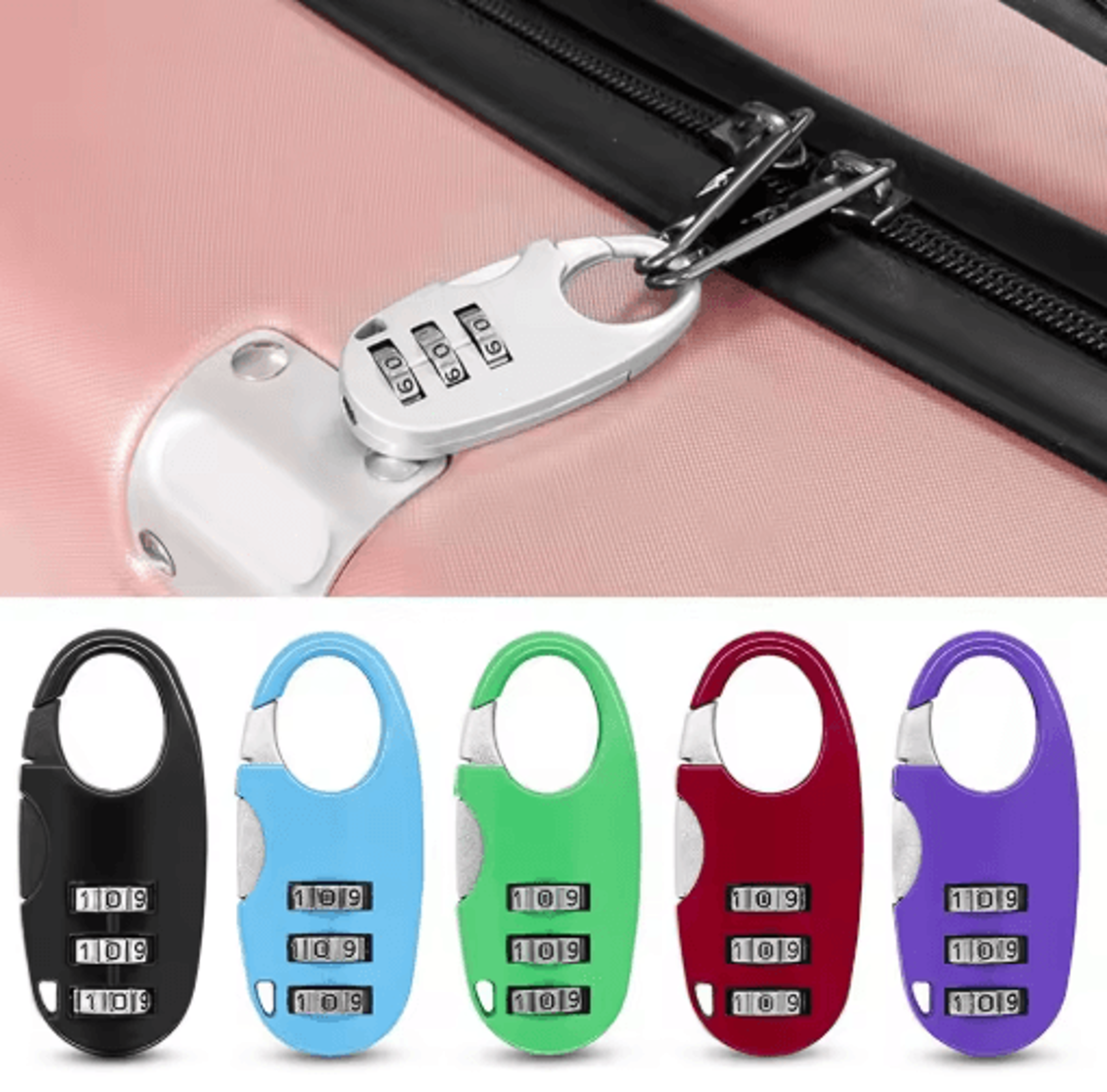 3-digit mini combination padlock for luggage & lockers