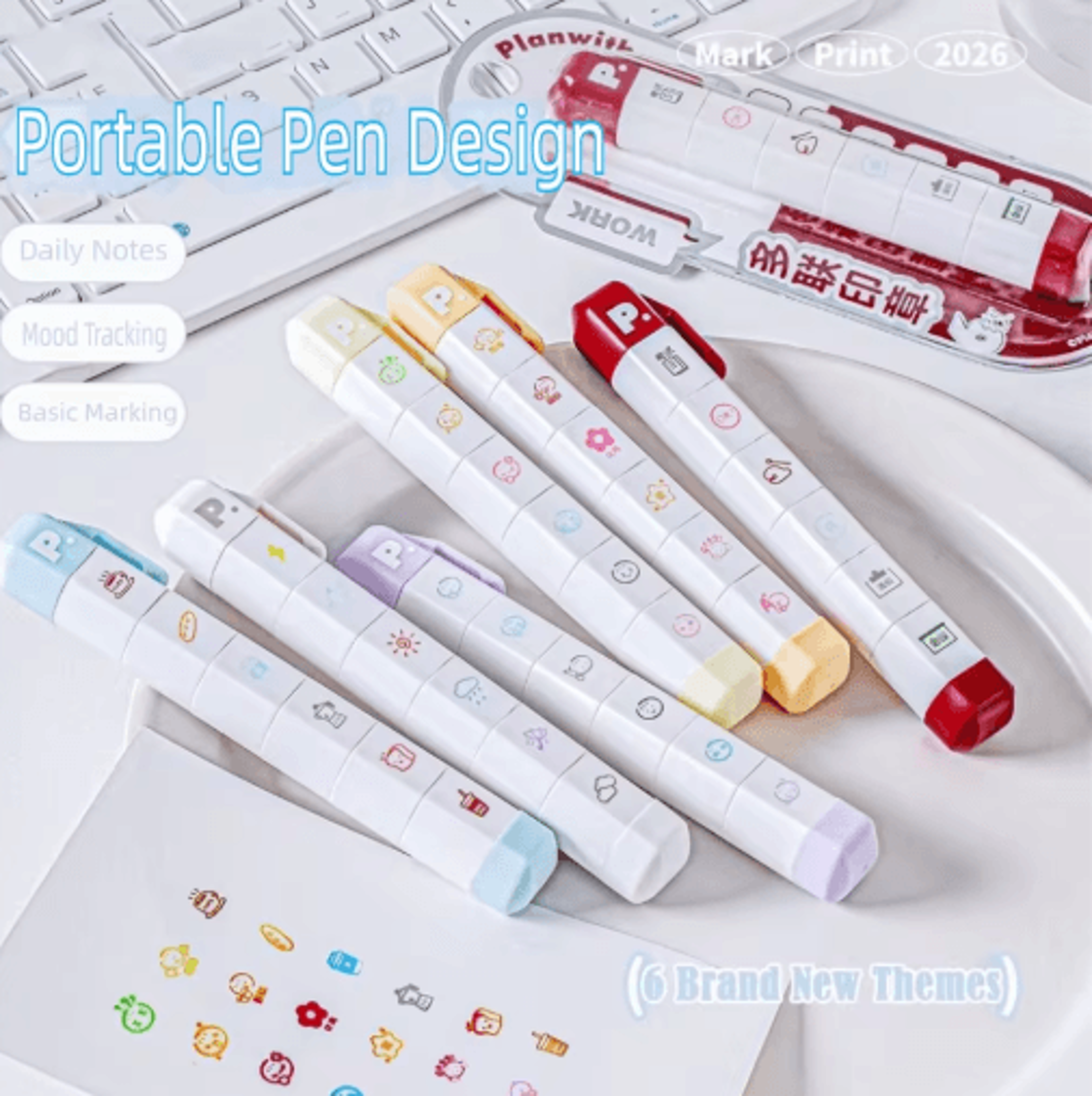 cute multi-head to-do list journal stamp pen