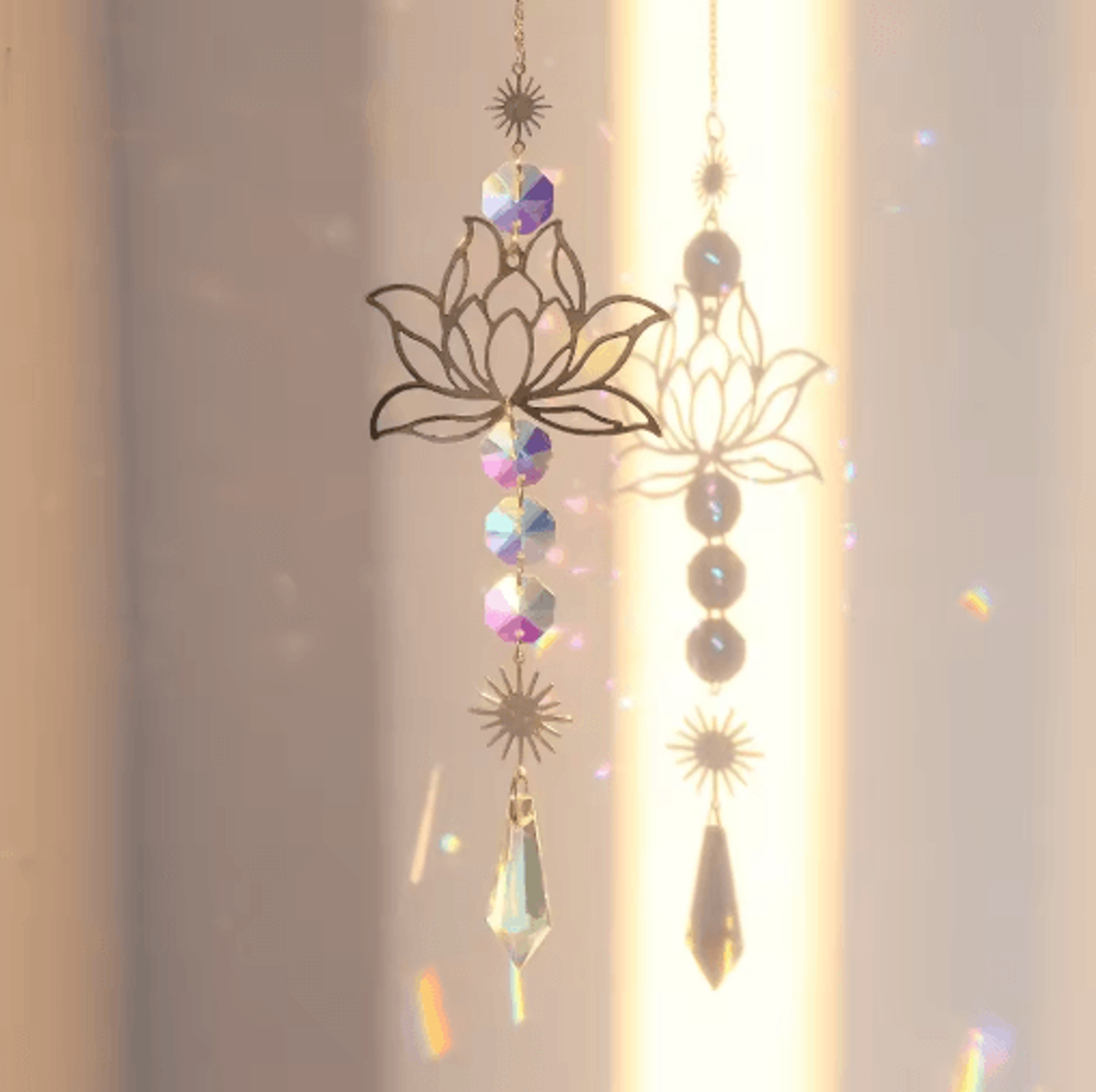 golden lotus suncatcher hanging ornament