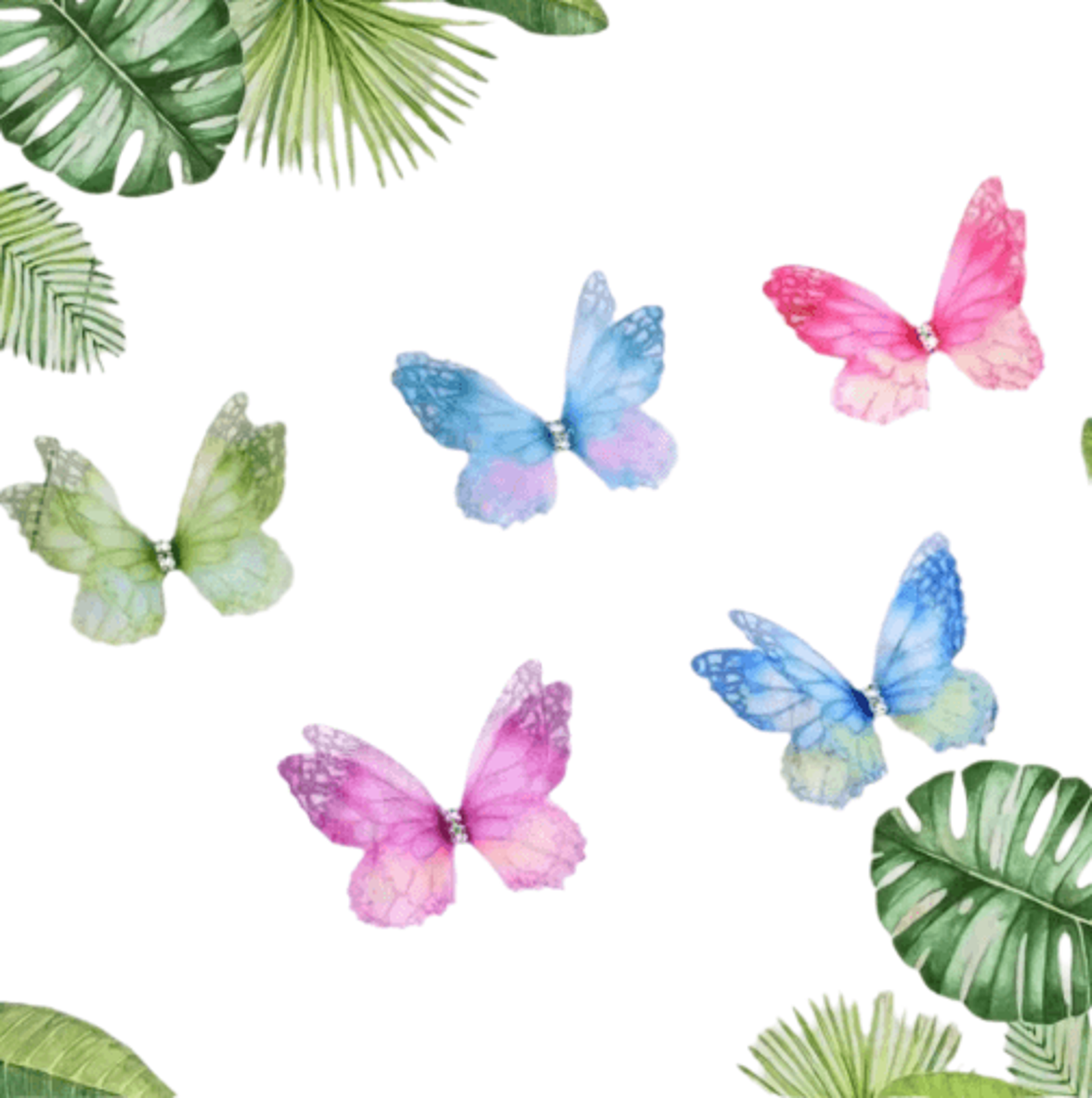 50-piece 3d gradient organza butterfly appliques