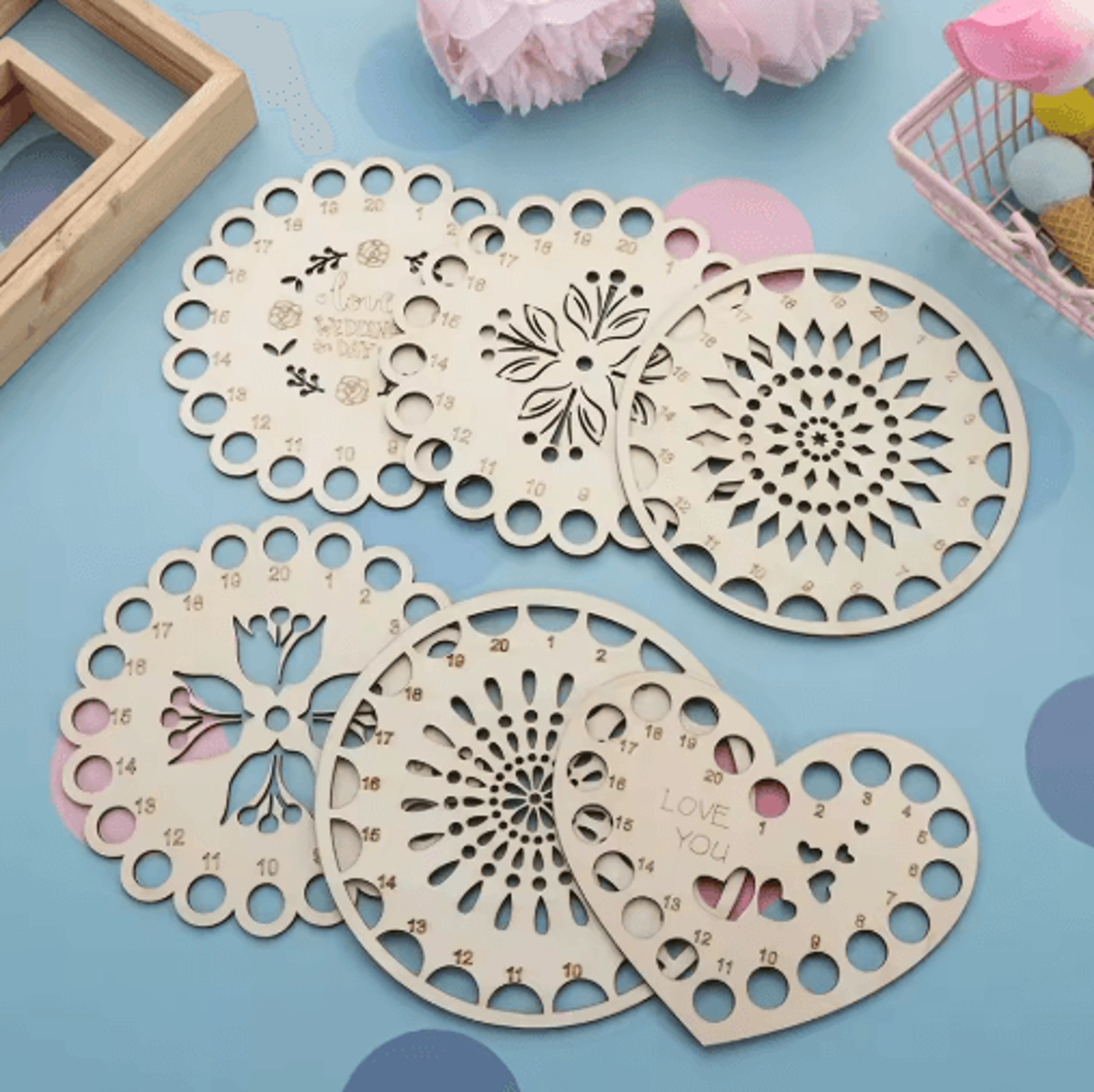 wooden embroidery floss & thread organizer