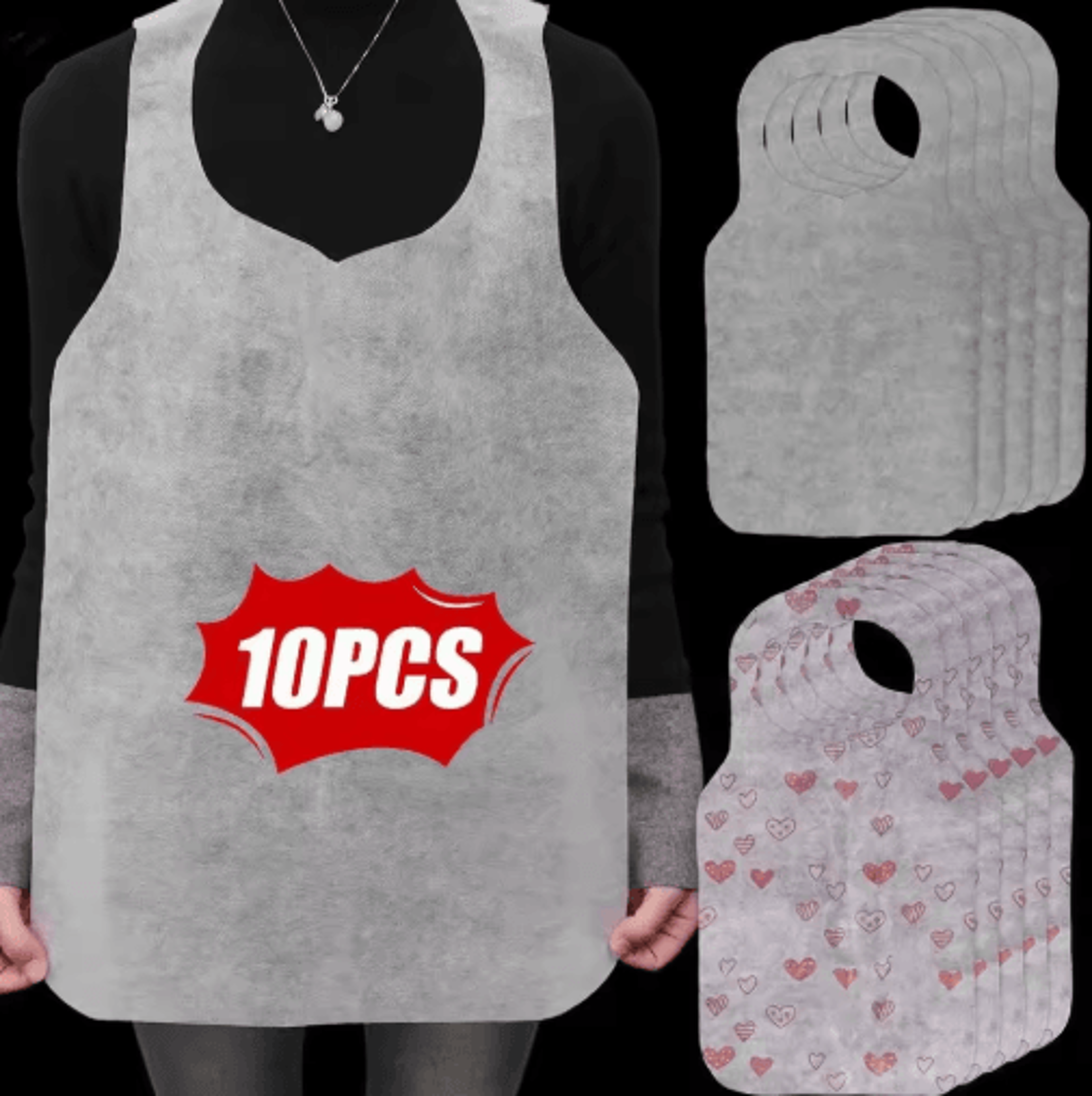 10-piece heart print disposable kitchen aprons