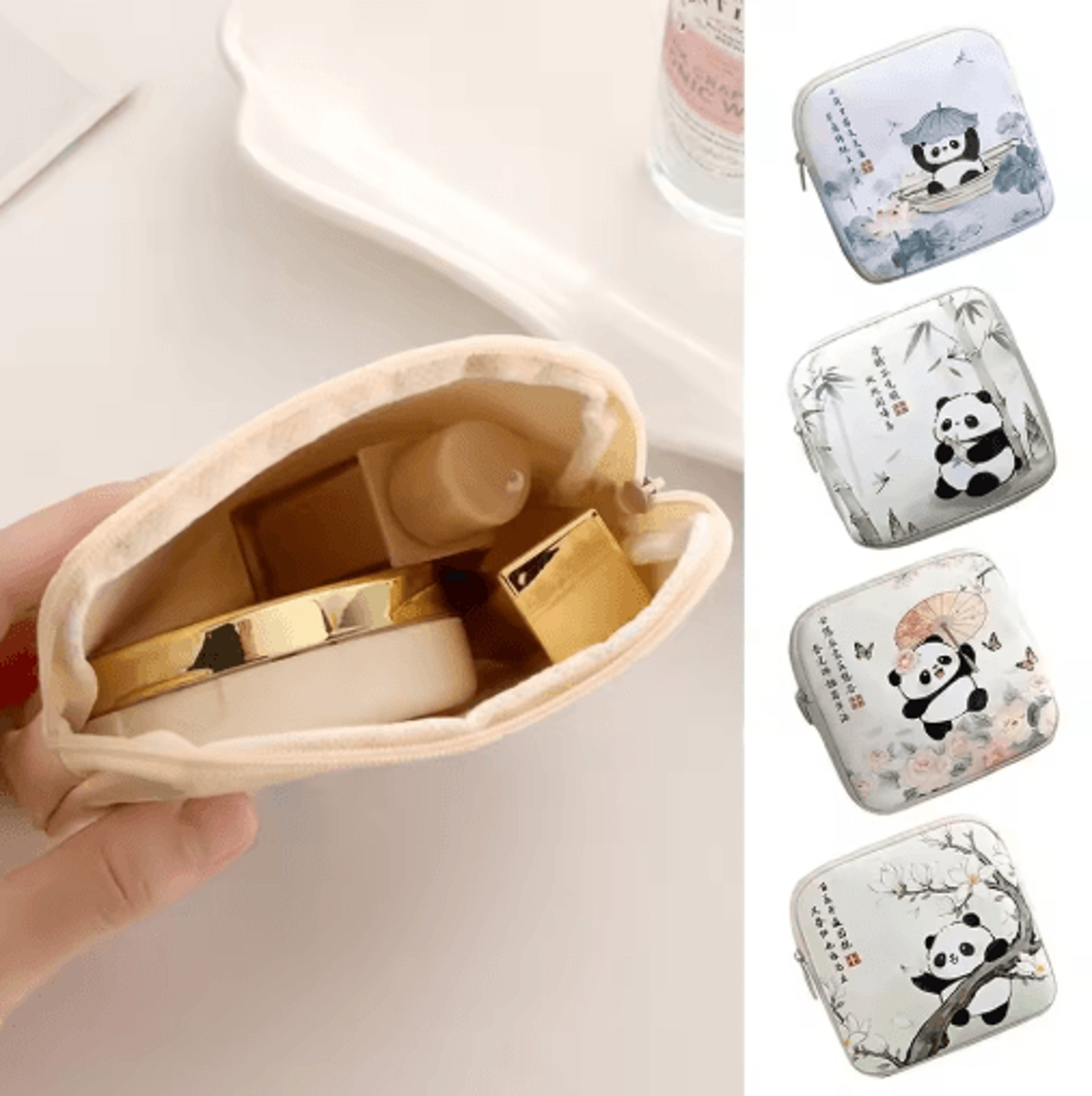 cute panda sanitary pad & cosmetic storage pouch