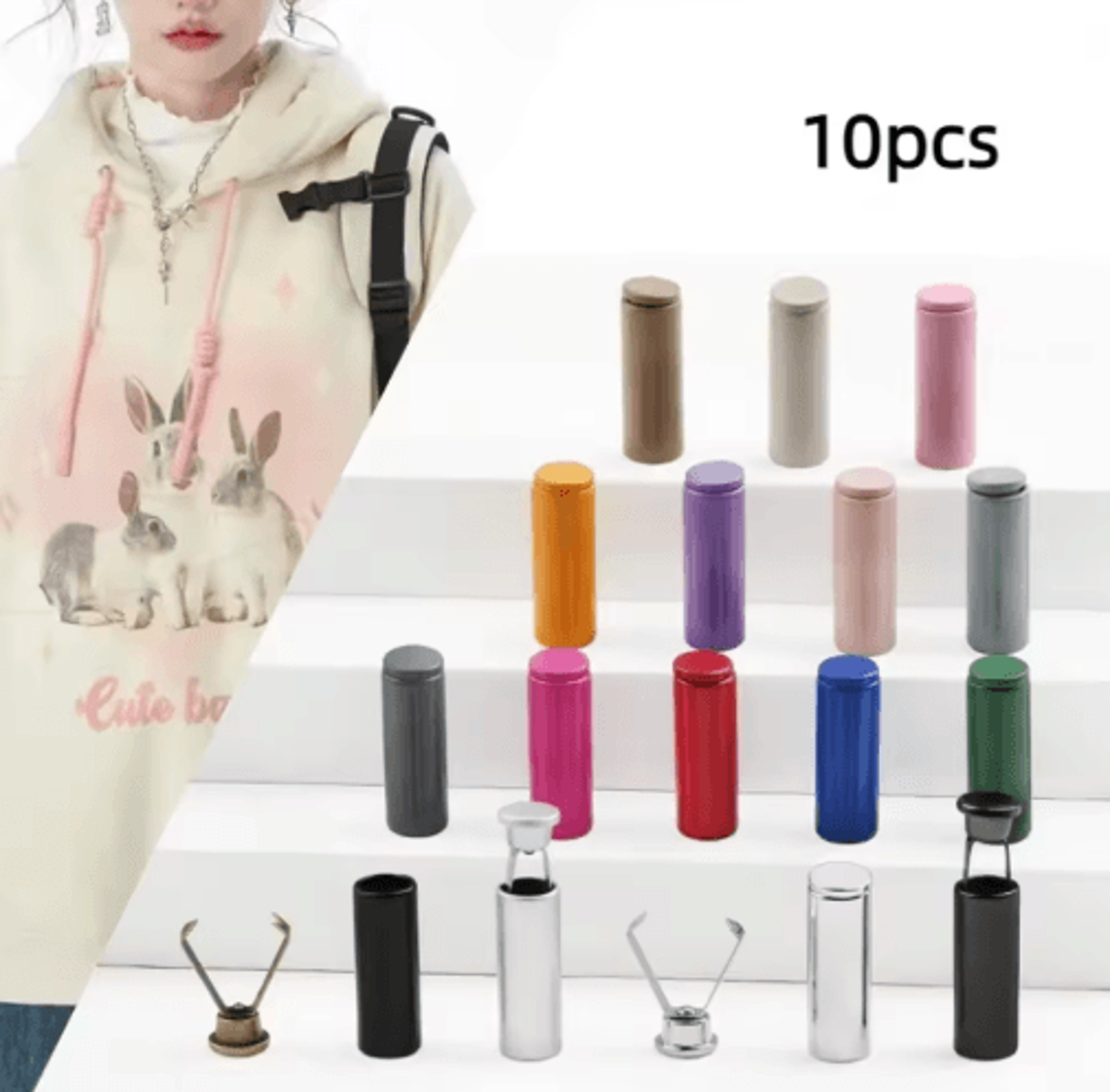 10-piece metal drawstring cord end stoppers