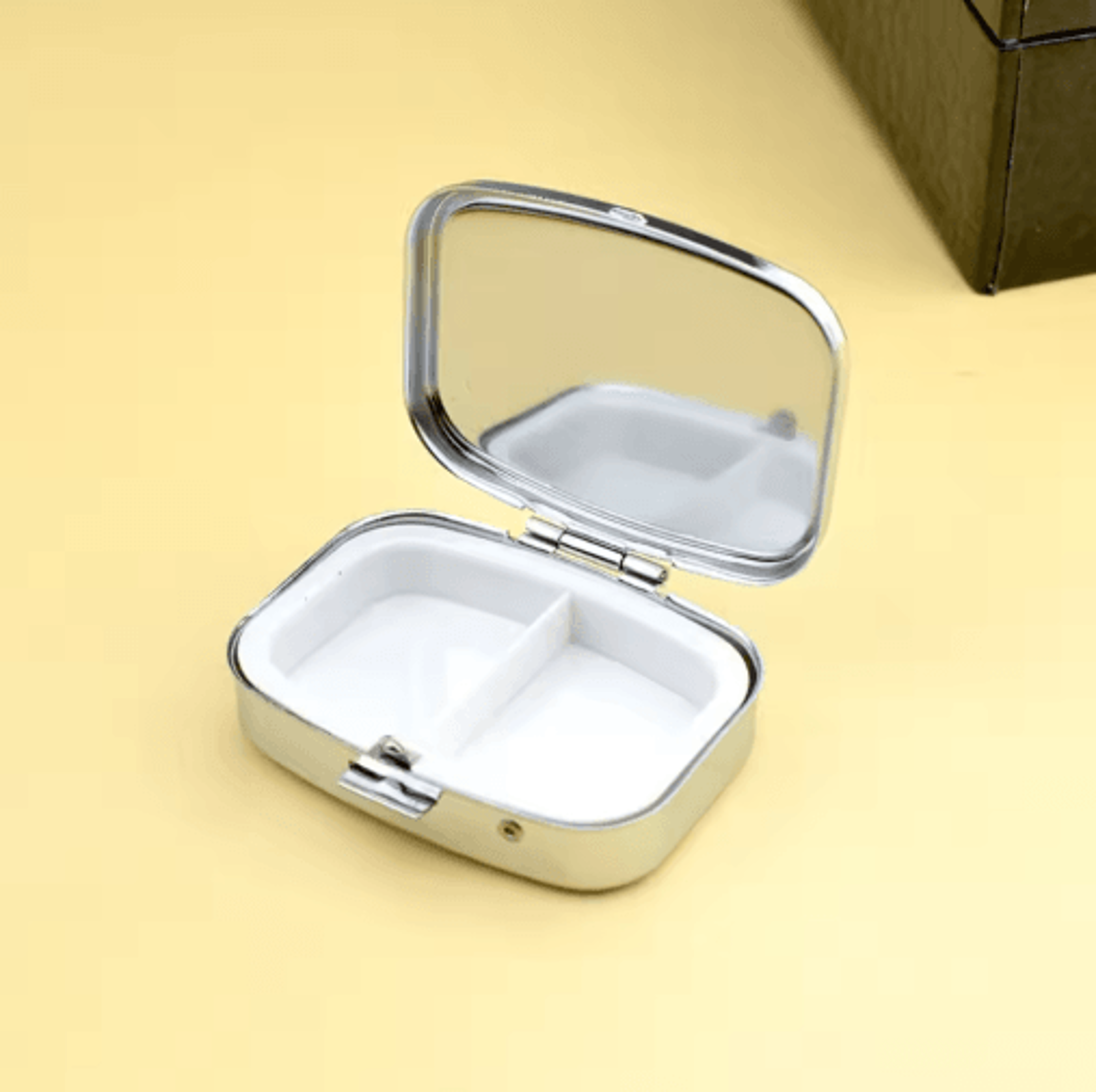 portable metal round pill & small jewelry case