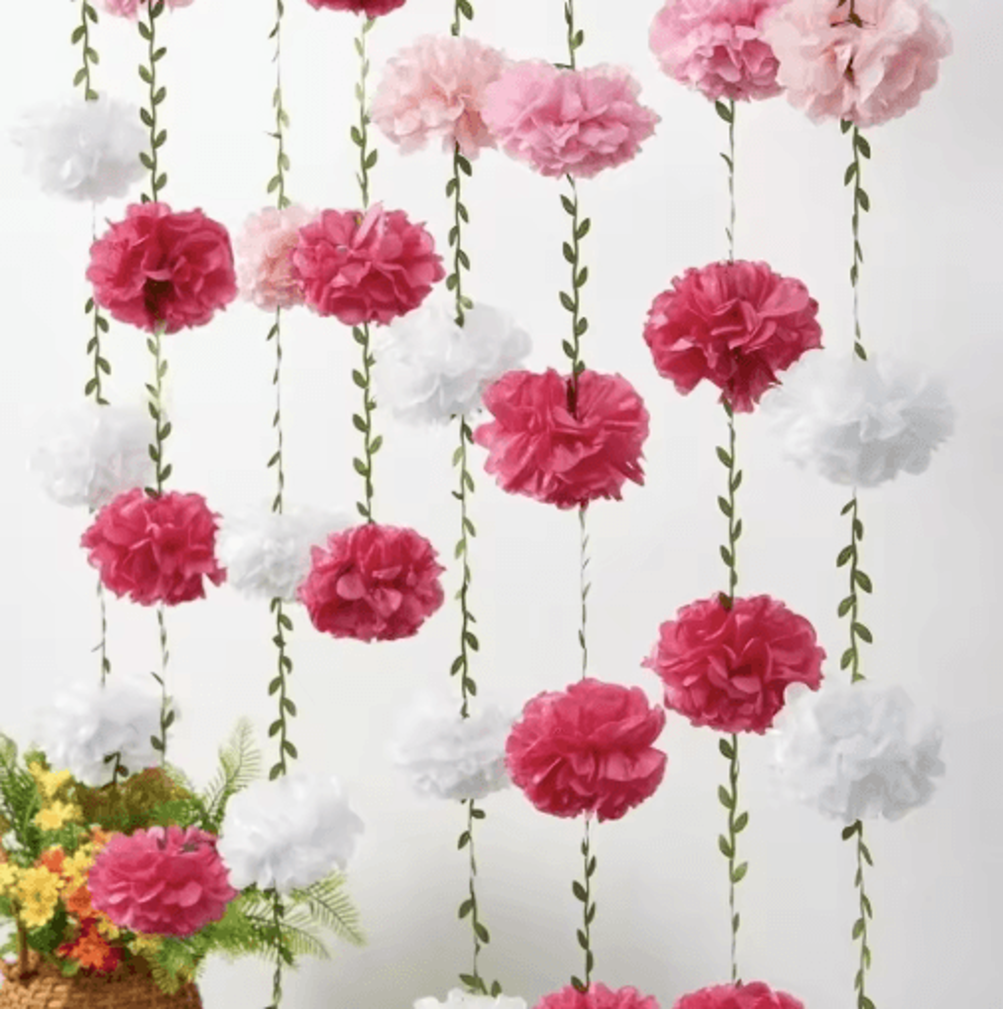 2.5m tissue paper pom pom flower garland
