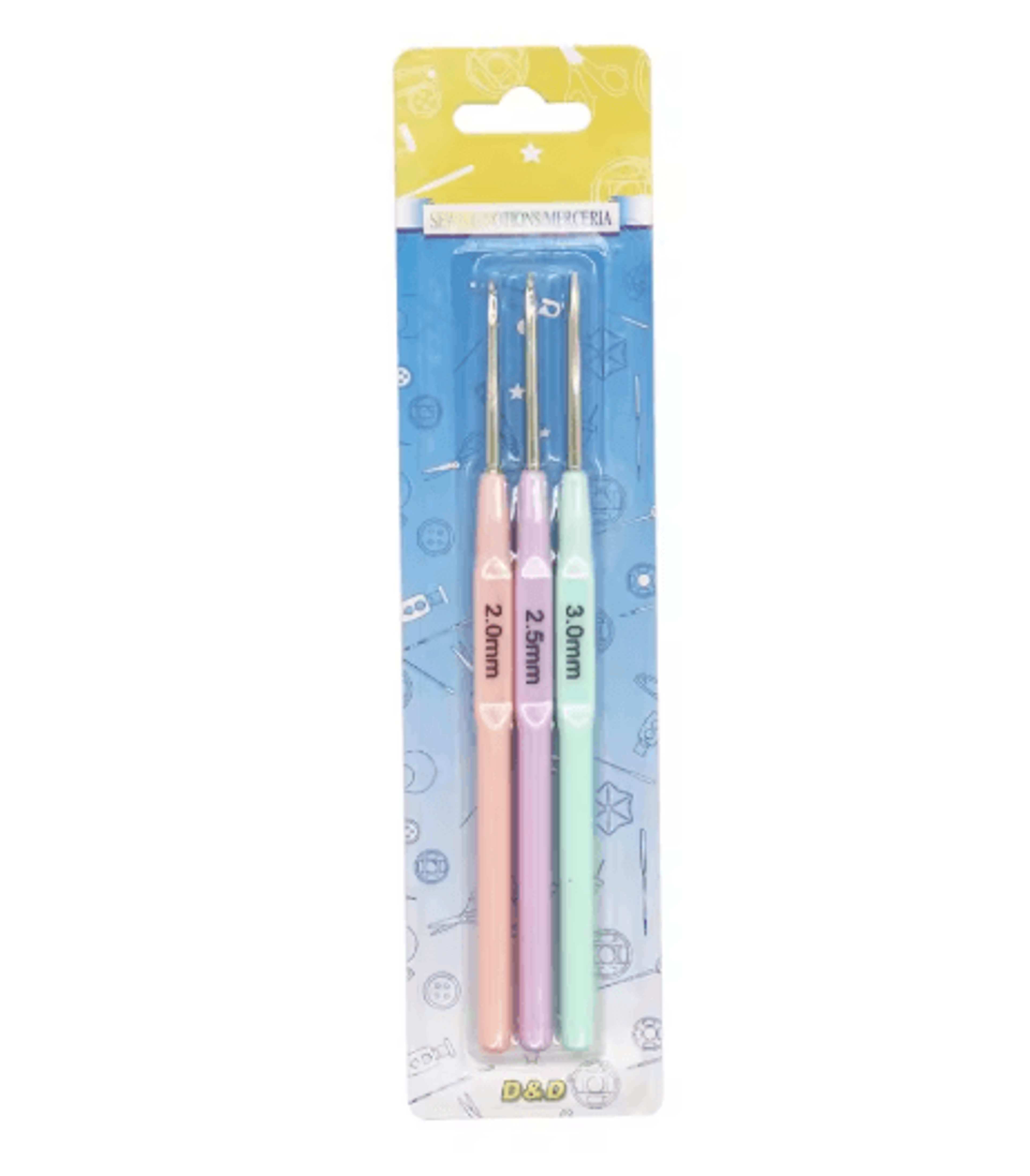 3-piece ergonomic crochet hook set – 2.0/2.5/3.0mm