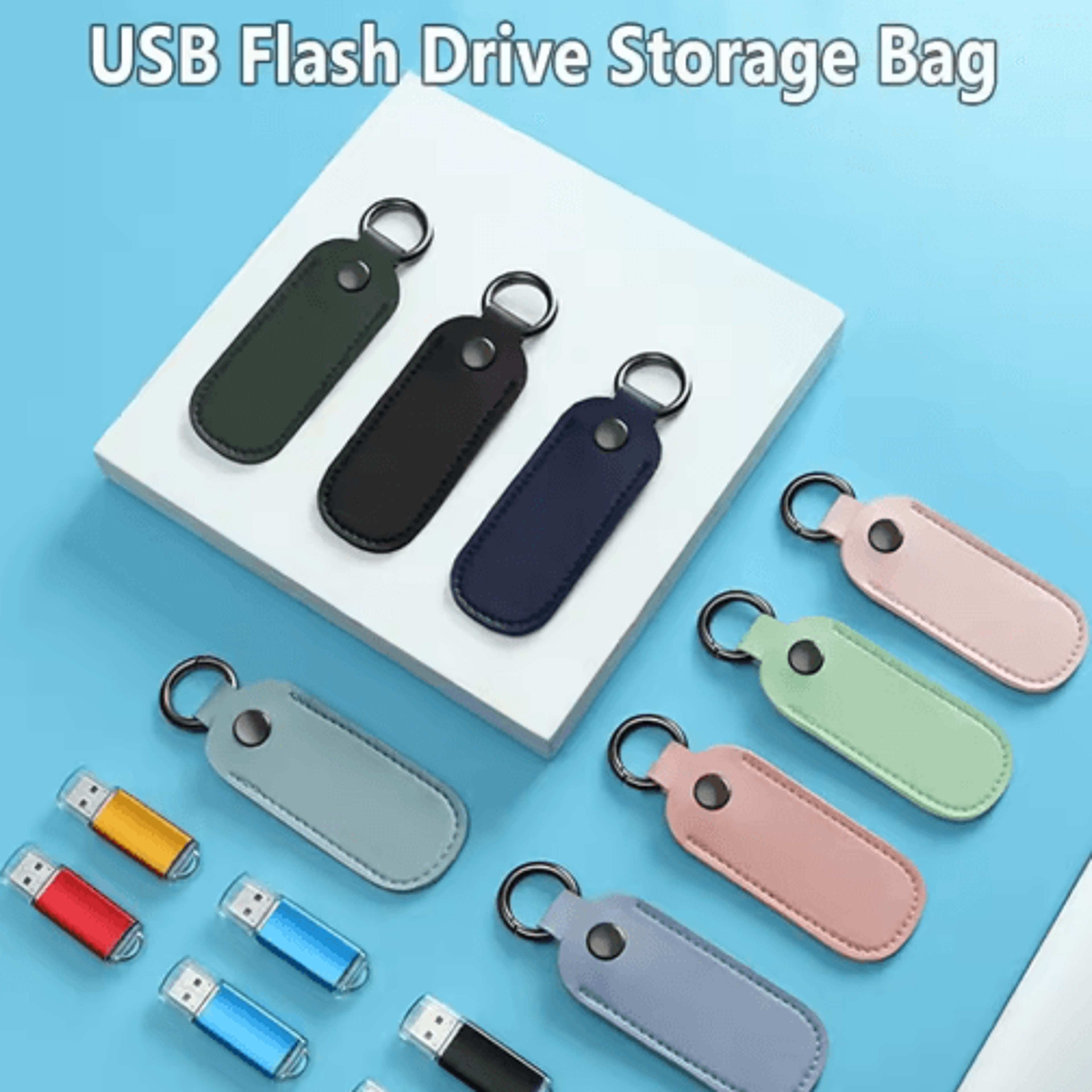 leather usb flash drive protective storage pouch
