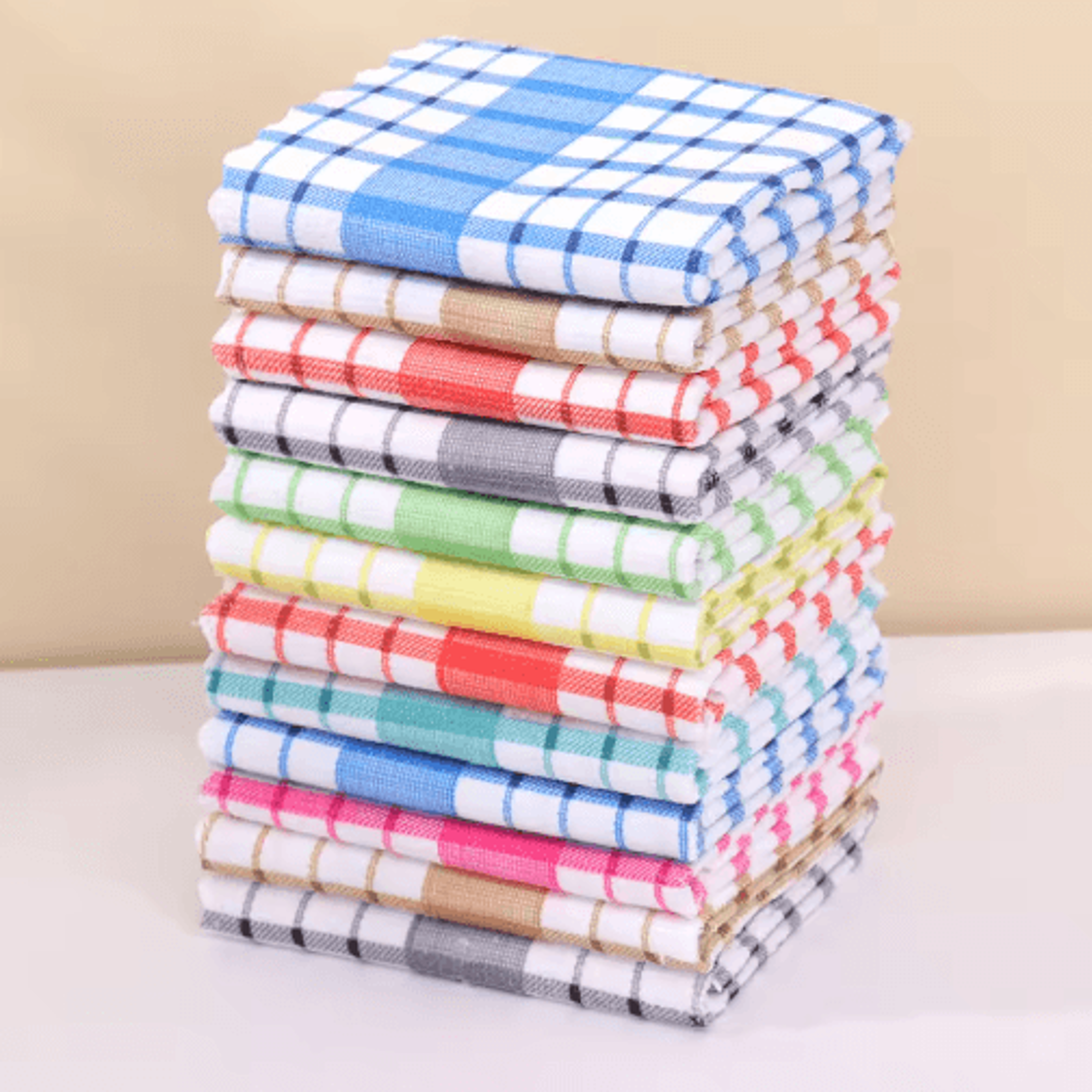 6/12-piece checkered absorbent kitchen dish towels