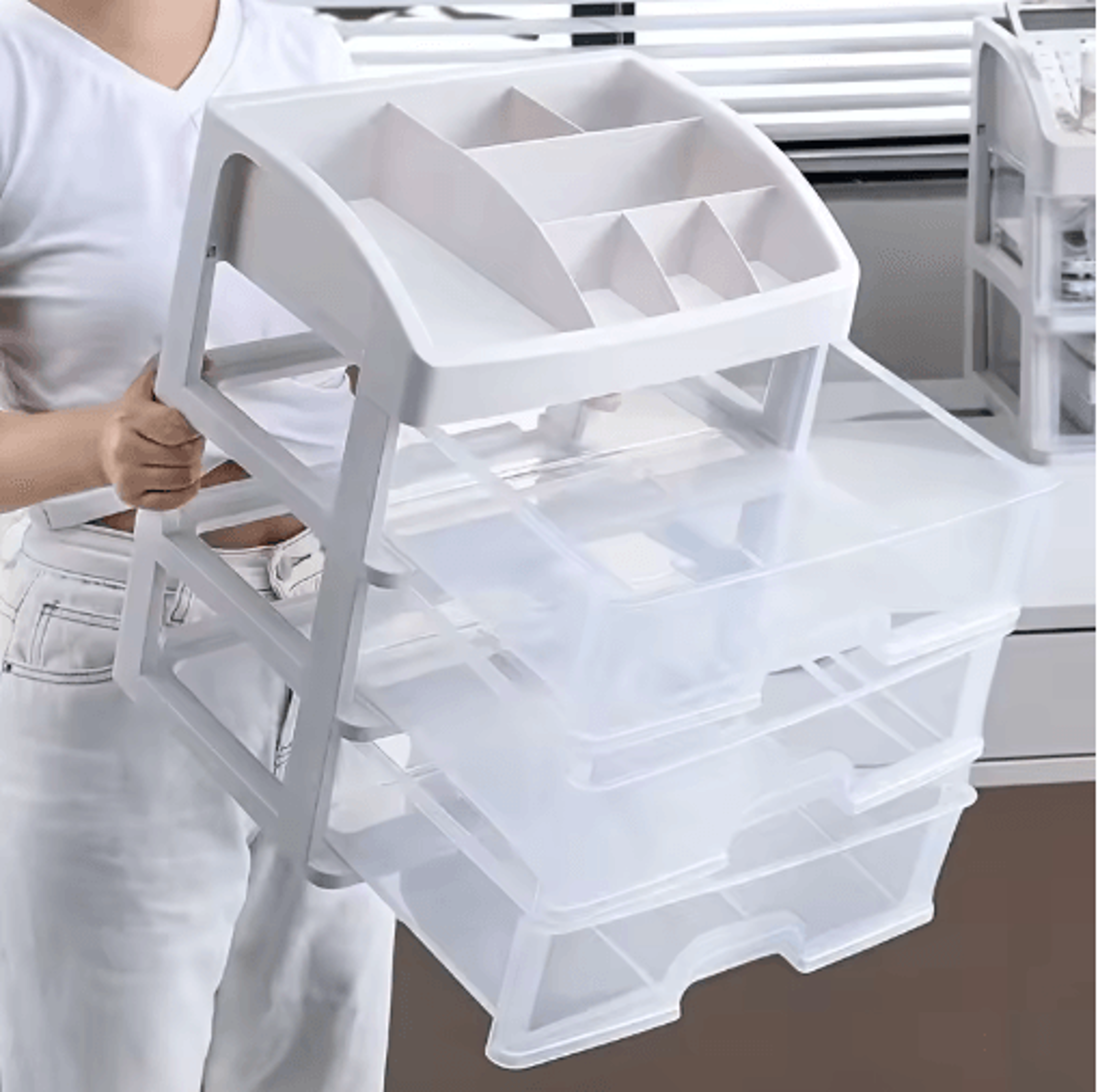multi-layer desktop storage box with transparent drawers