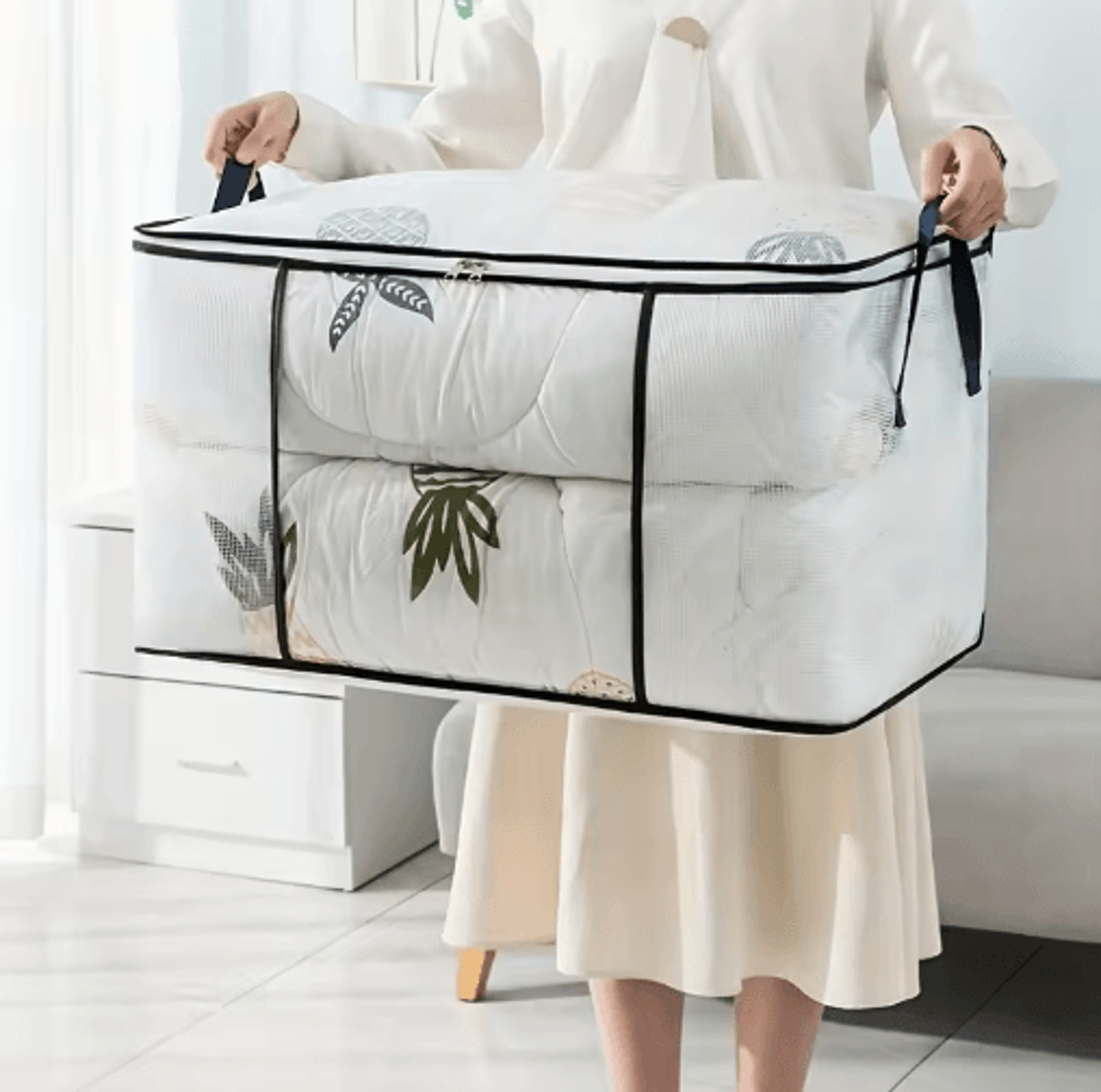 large transparent zippered storage bag with handles