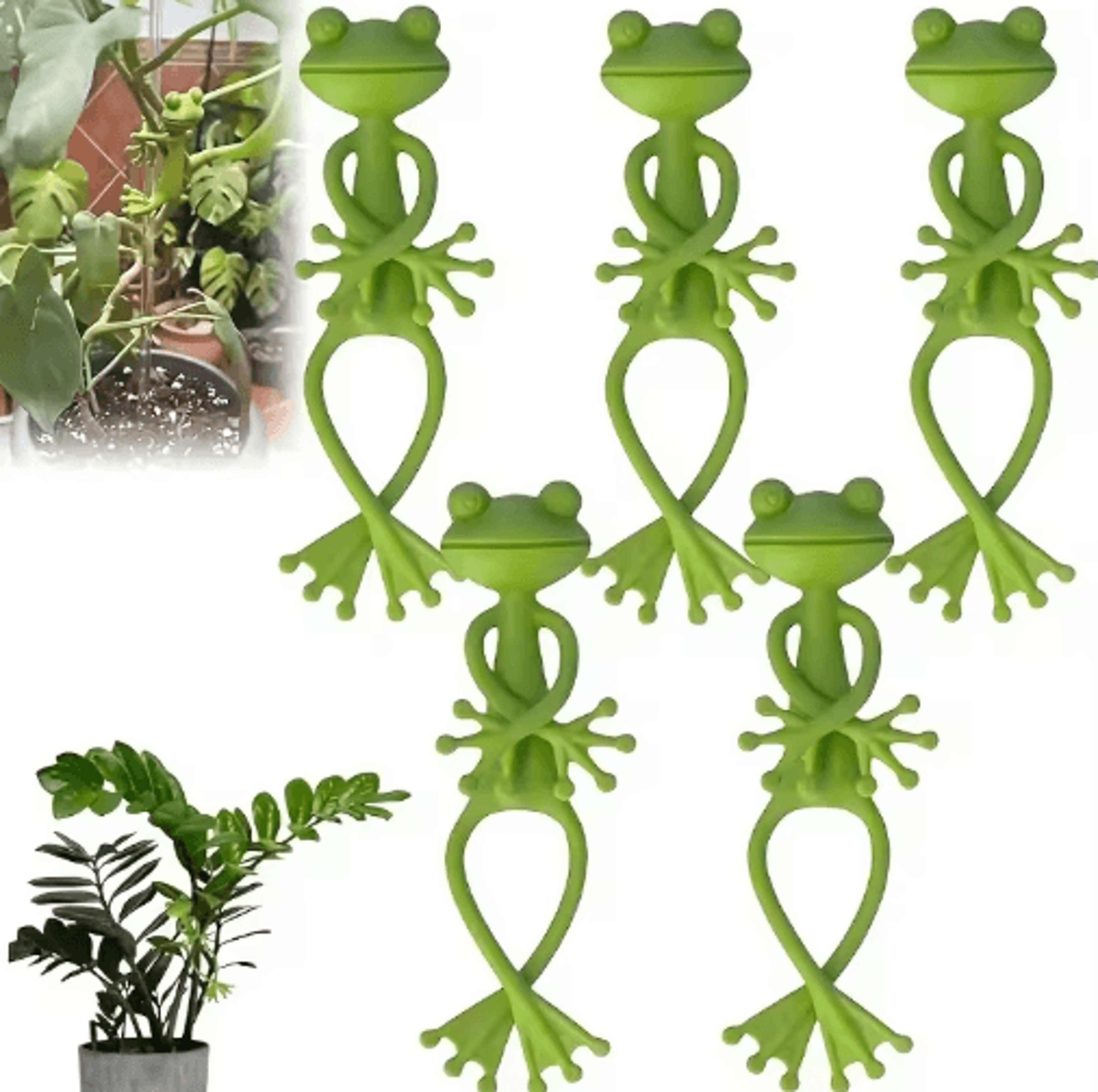cute green frog plant supports for small potted plants