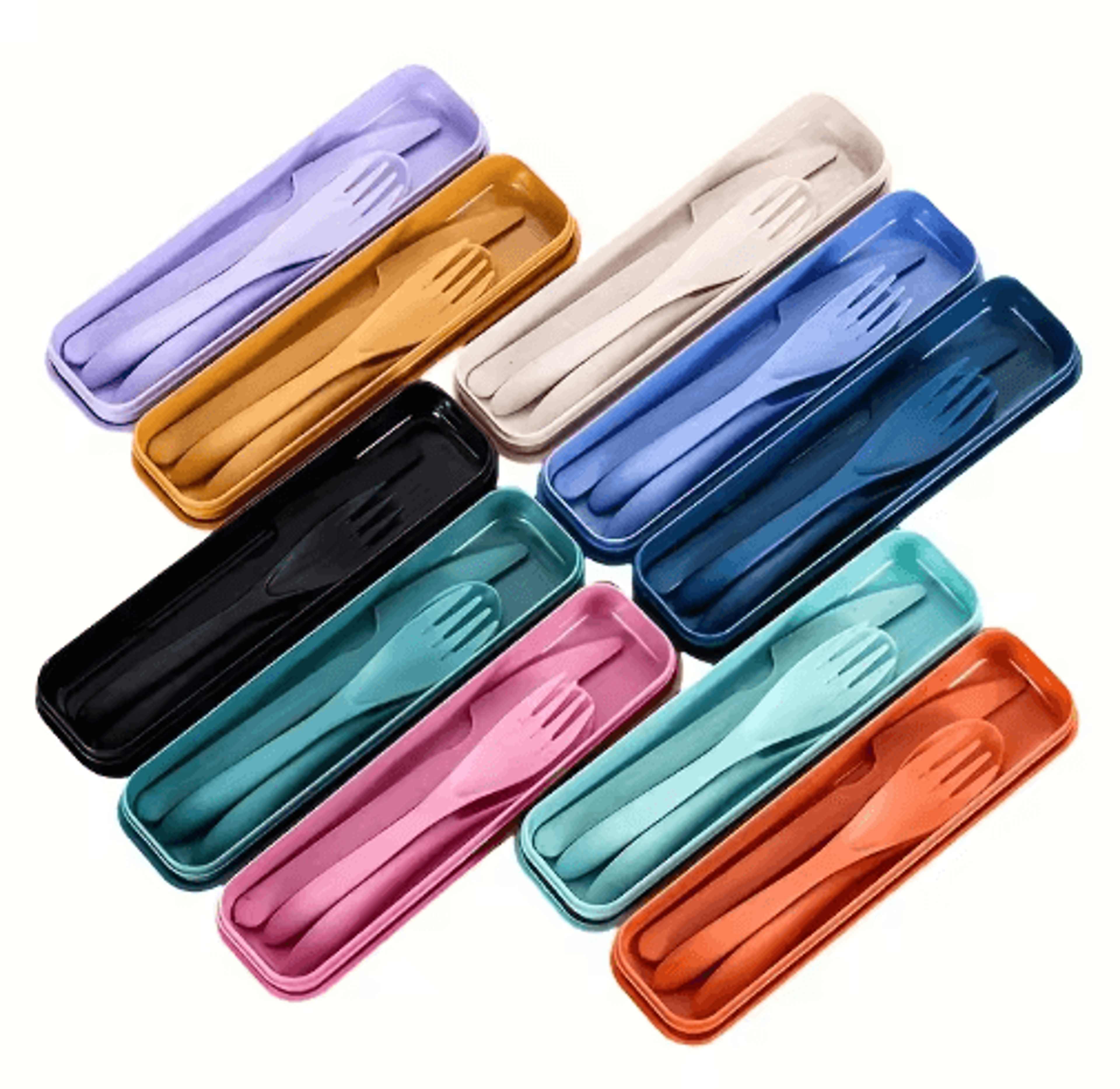 3-piece reusable travel cutlery set with storage case