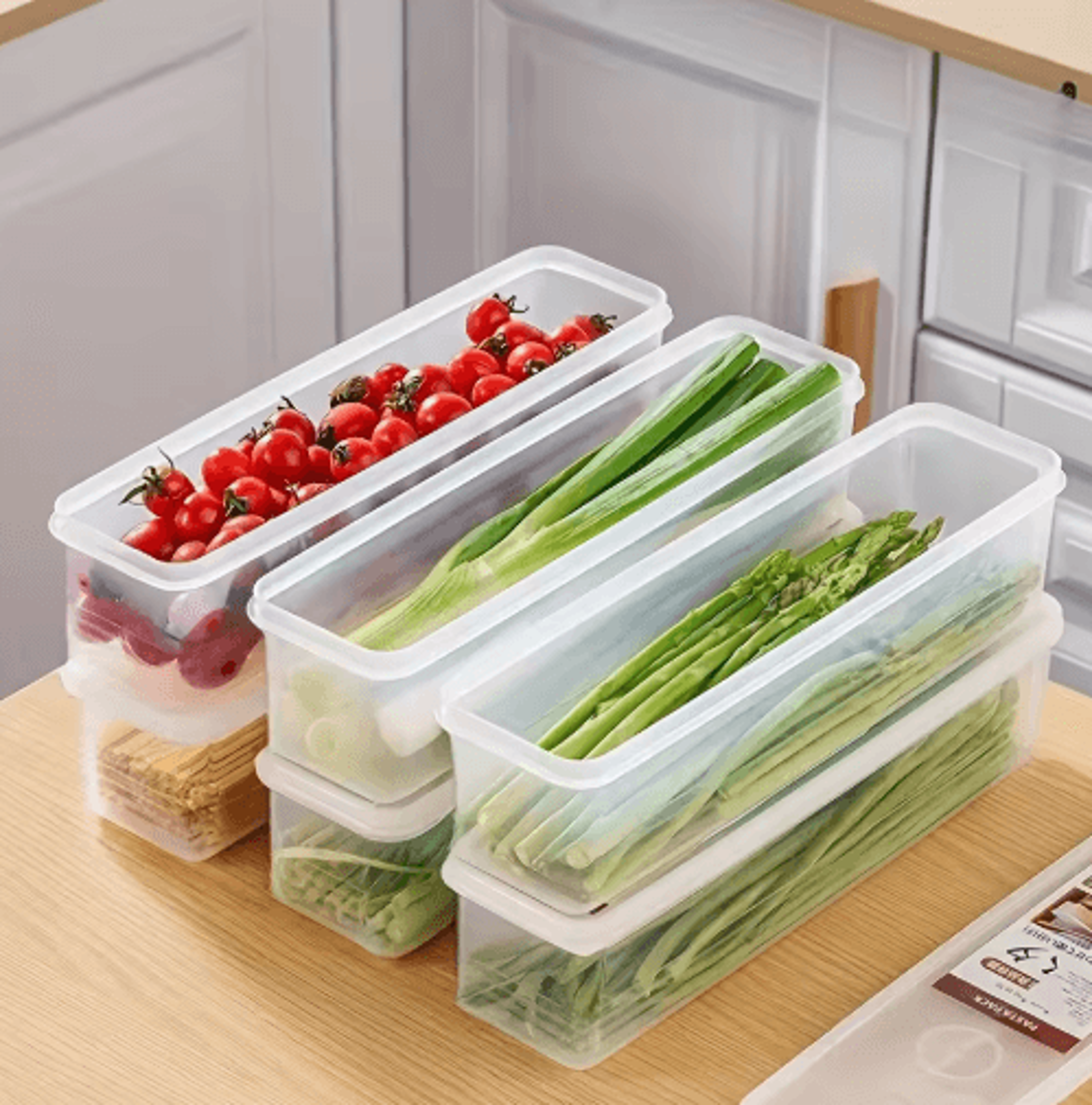 2/4-piece long refrigerator food storage containers