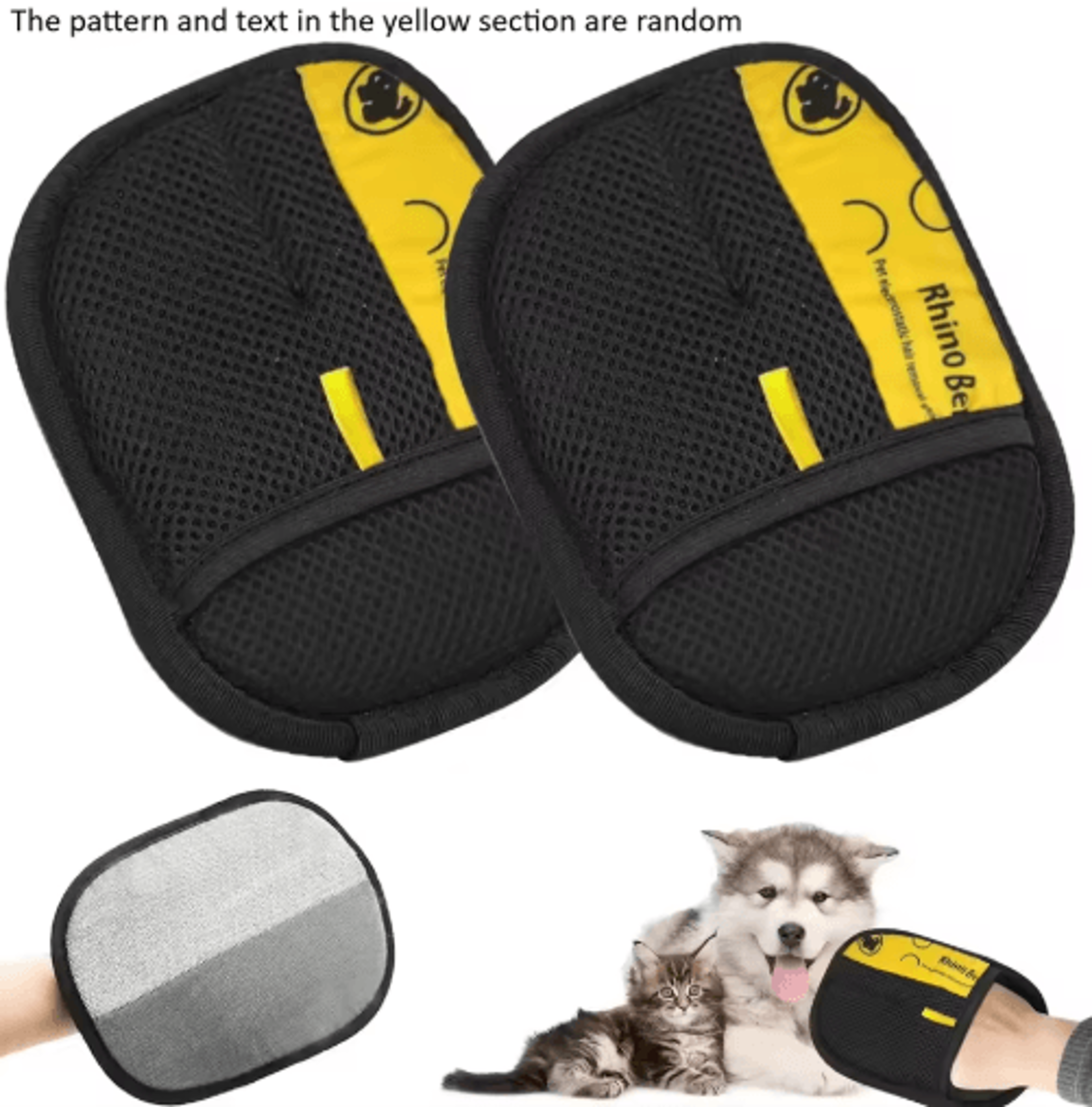 2-piece double-sided cat grooming & hair removal gloves