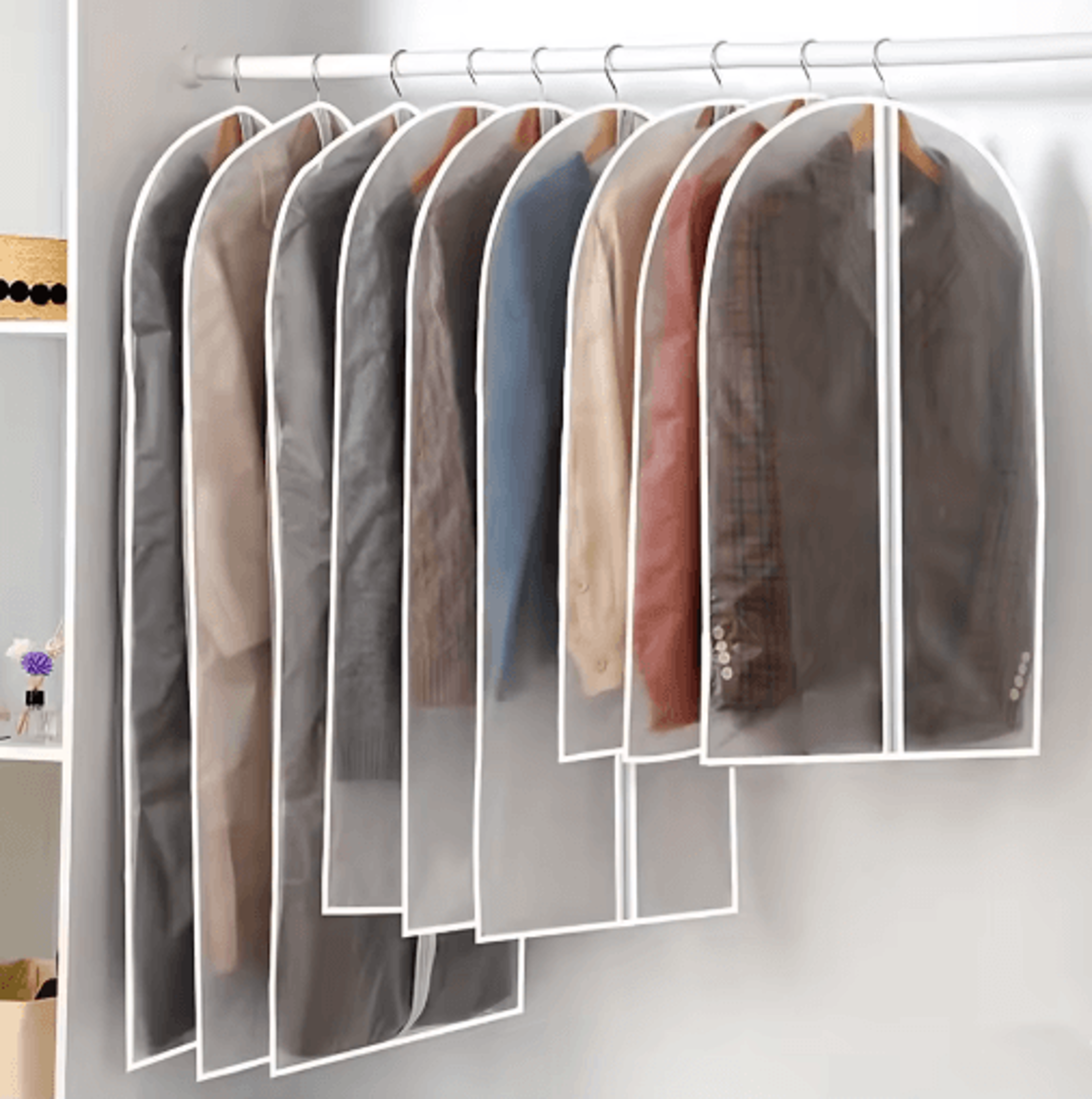 5-piece transparent hanging garment protection bags