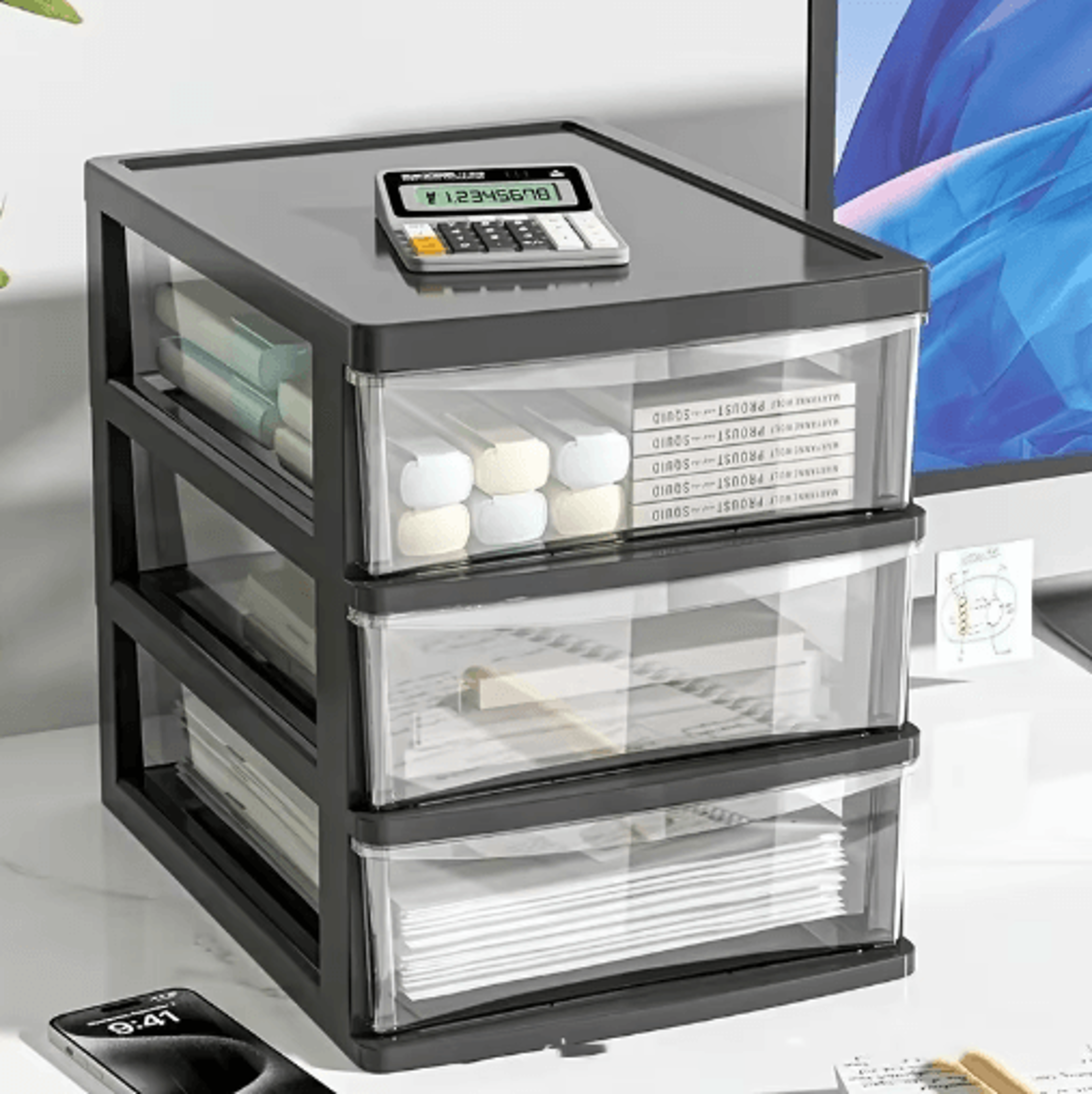 japanese-style transparent desktop drawer organizer