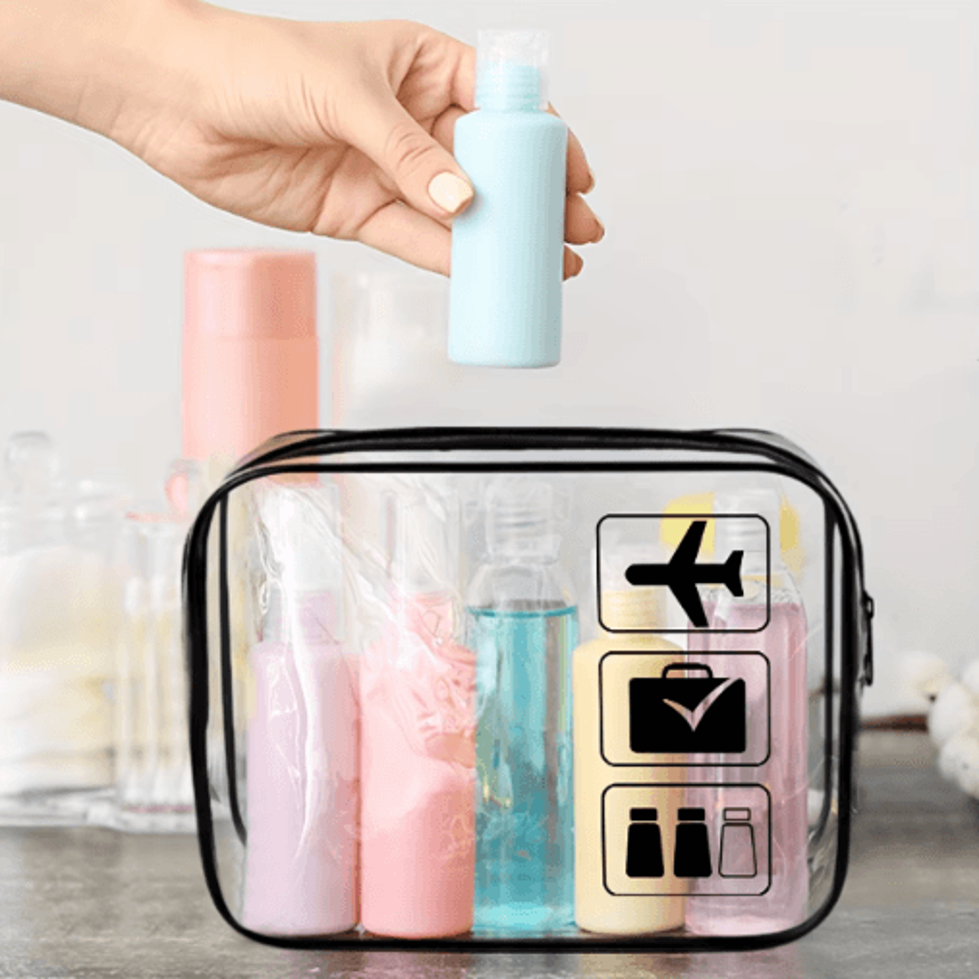 tsa-approved clear travel toiletry bag