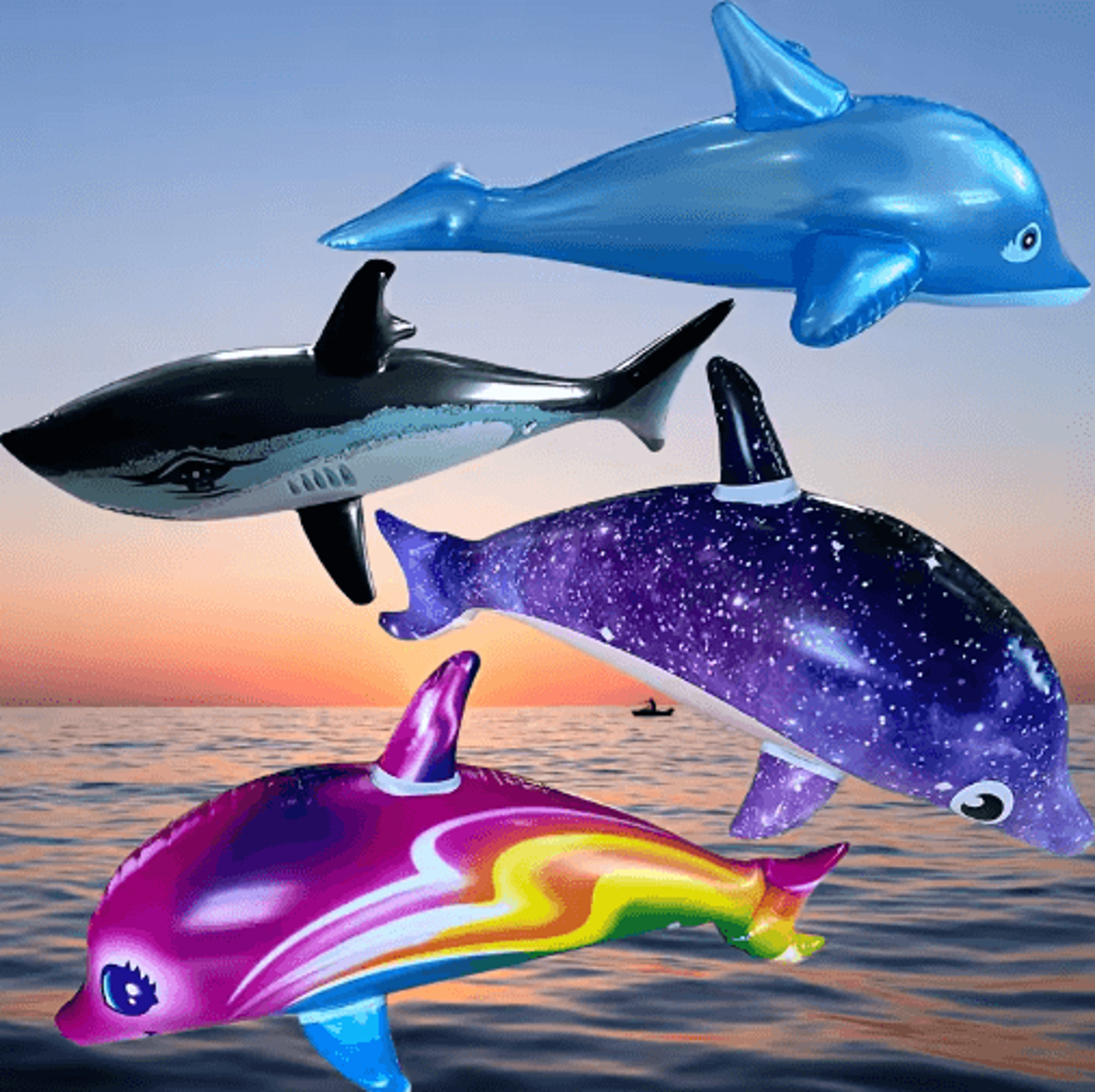 colorful inflatable dolphin toys – fun pool party & beach water toys for summer play