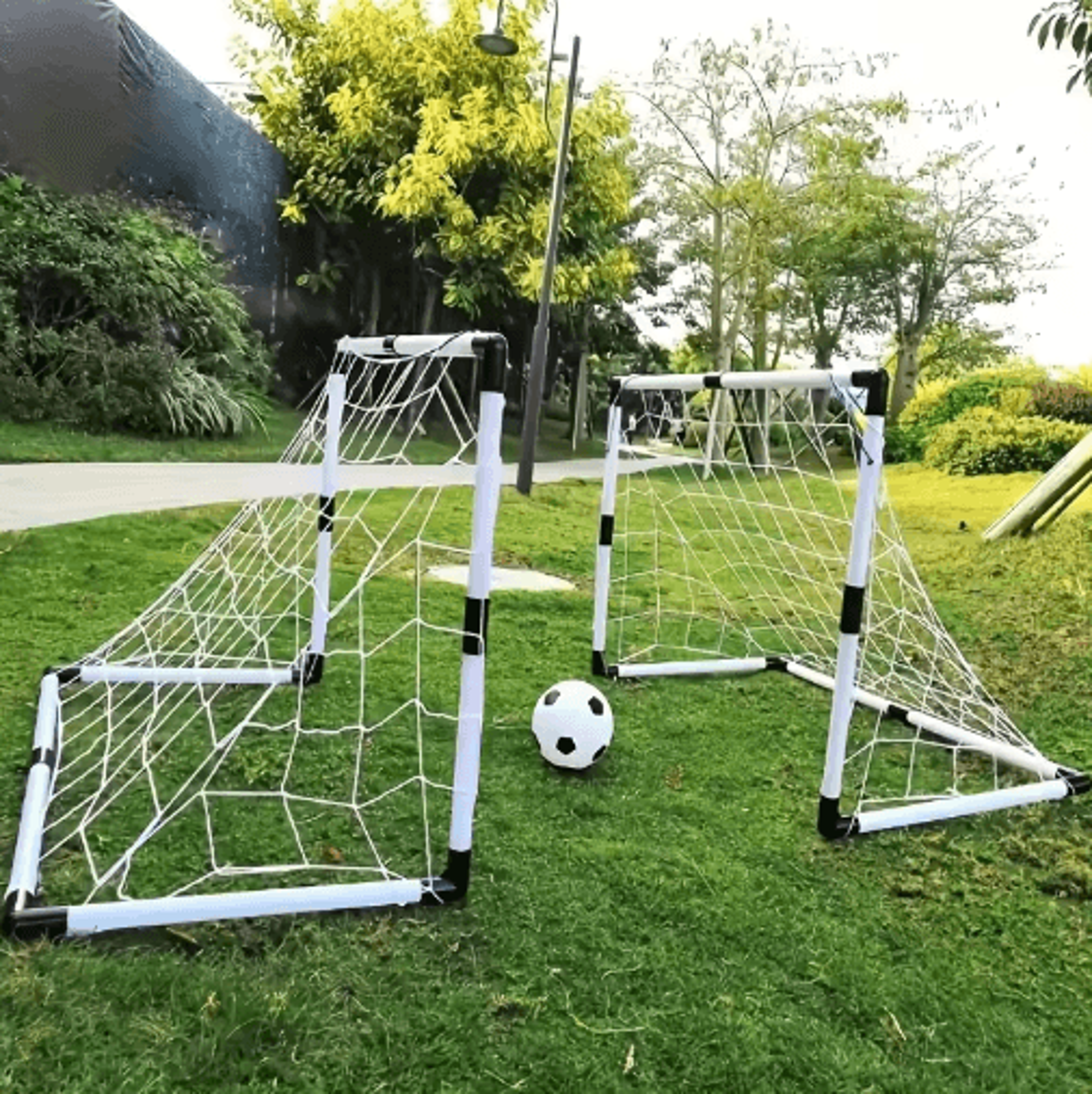 portable folding soccer goal set – indoor & outdoor football training net with ball