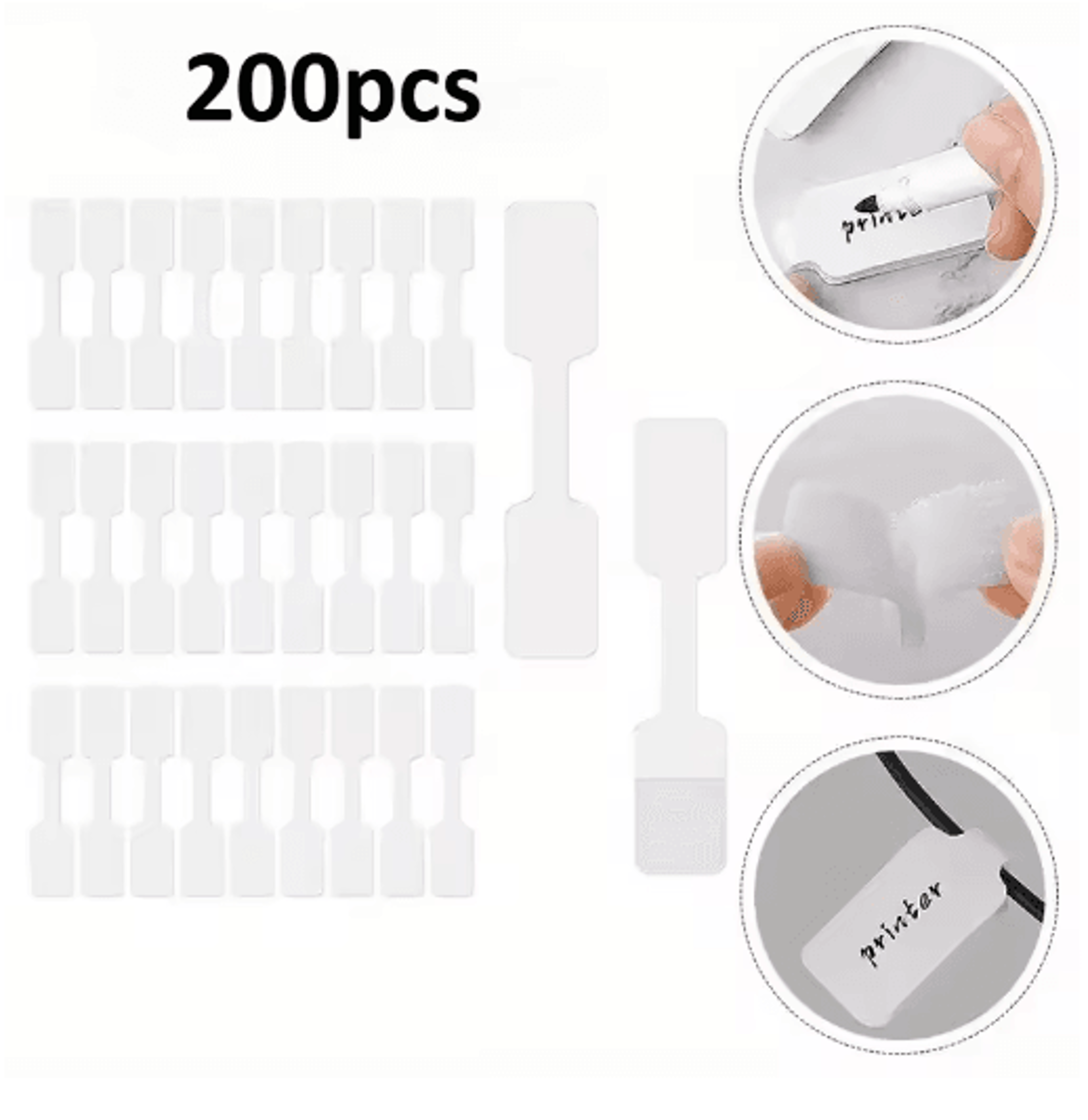 100/200pcs self-adhesive cable labels – writable cord tags for easy wire organization