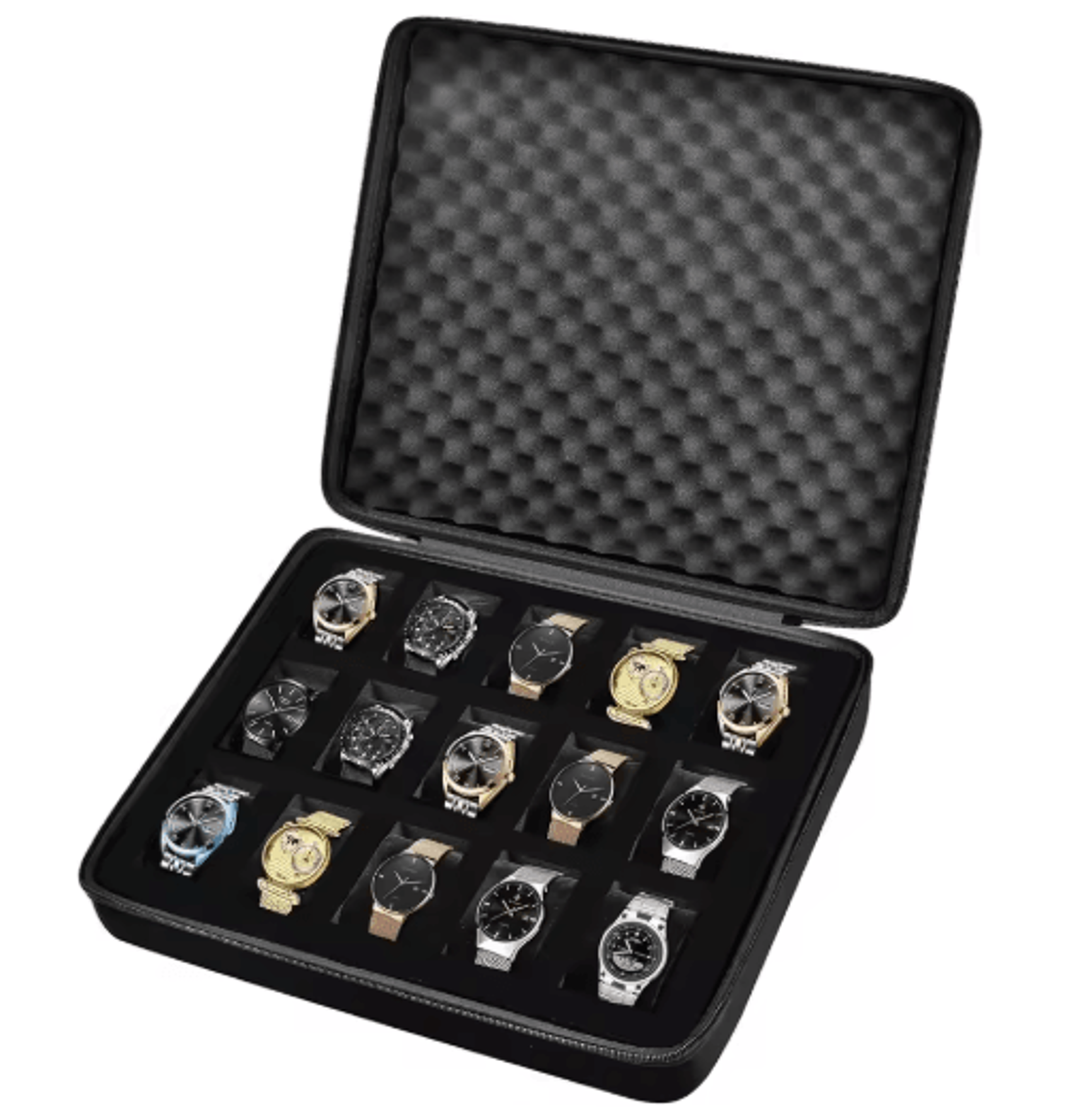 15-slot watch storage box – display case for wristwatches & smartwatches up to 42mm