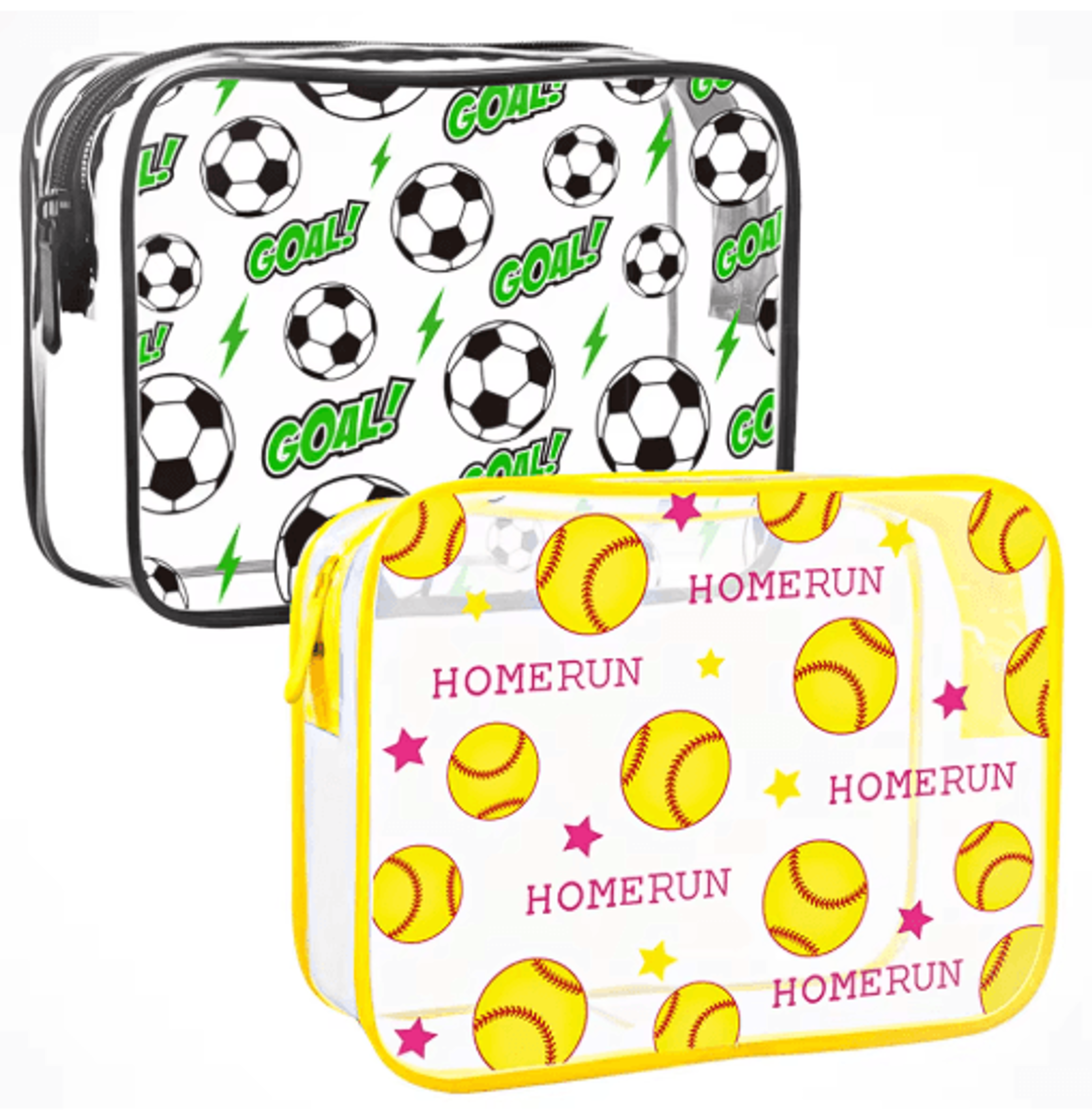 football-themed transparent toiletry bag – pvc travel makeup & toiletries organizer